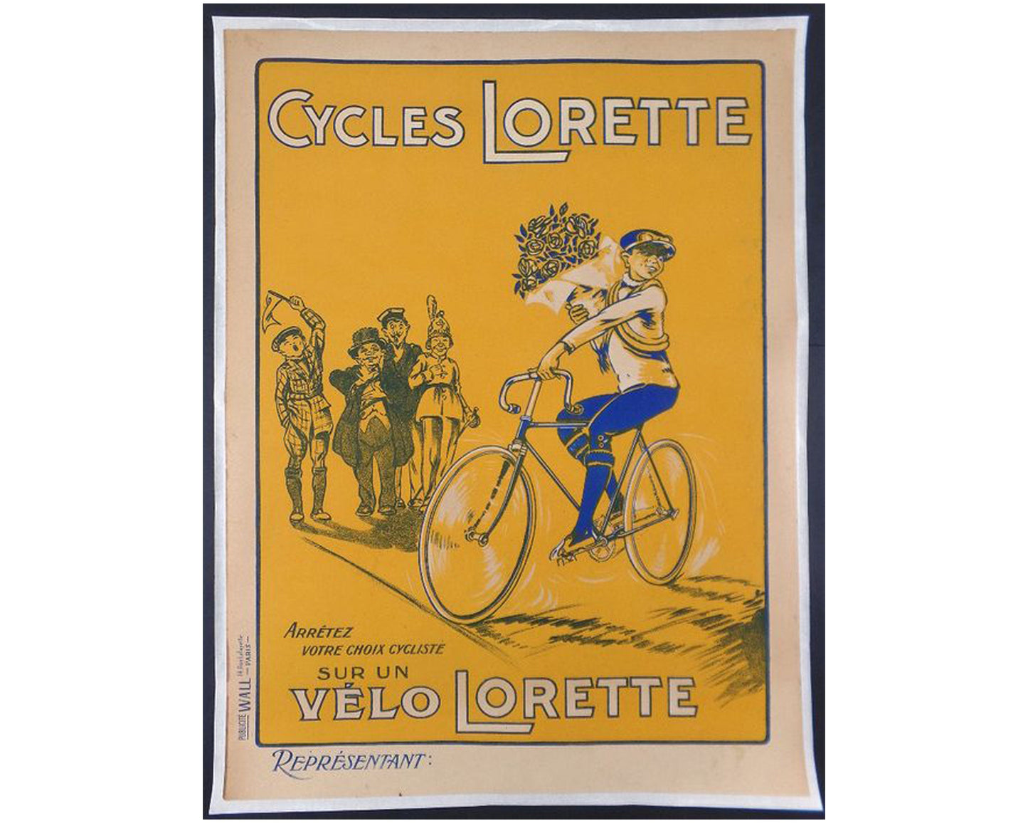 1930s Original French Cycling Poster - Cycles Lorette Bicycle Advertising (Publicité Wall, Paris)