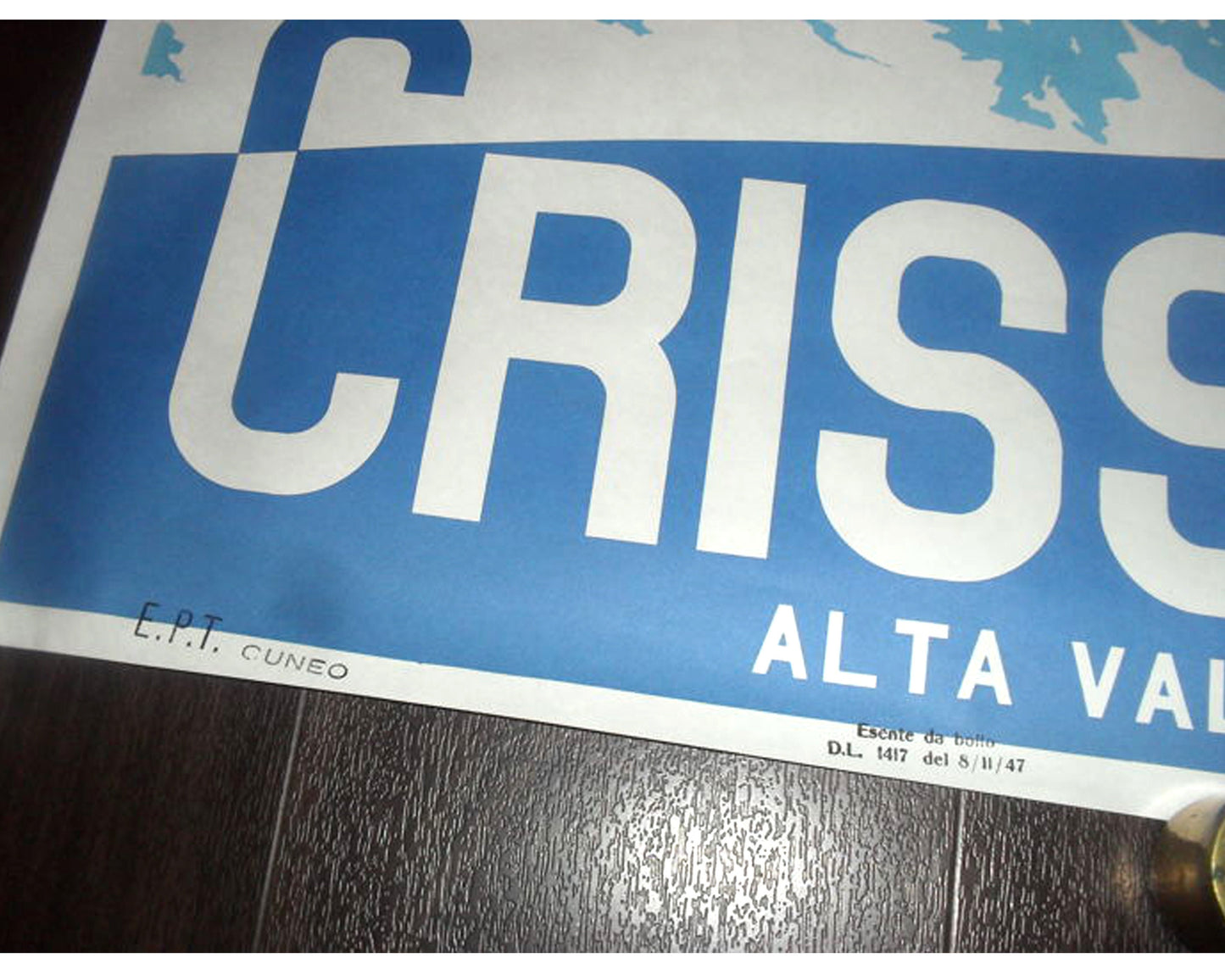 1947 Italian Ski Travel Poster: Crissolo - Alta Valle Po, Fabiano Lithograph