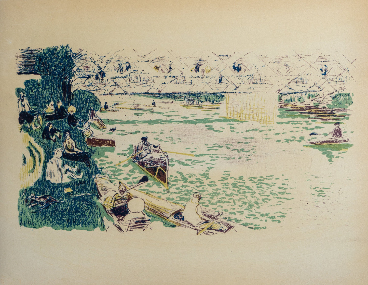 1897 Pierre Bonnard "Le Canotage" - Vintage French Lithograph Print (1950s Edition)