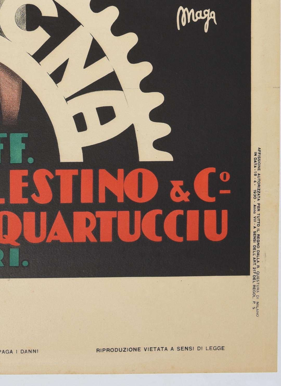 Vintage Italian Cycling Poster: Cicli Cossu Sardegna, 1930s Lithograph