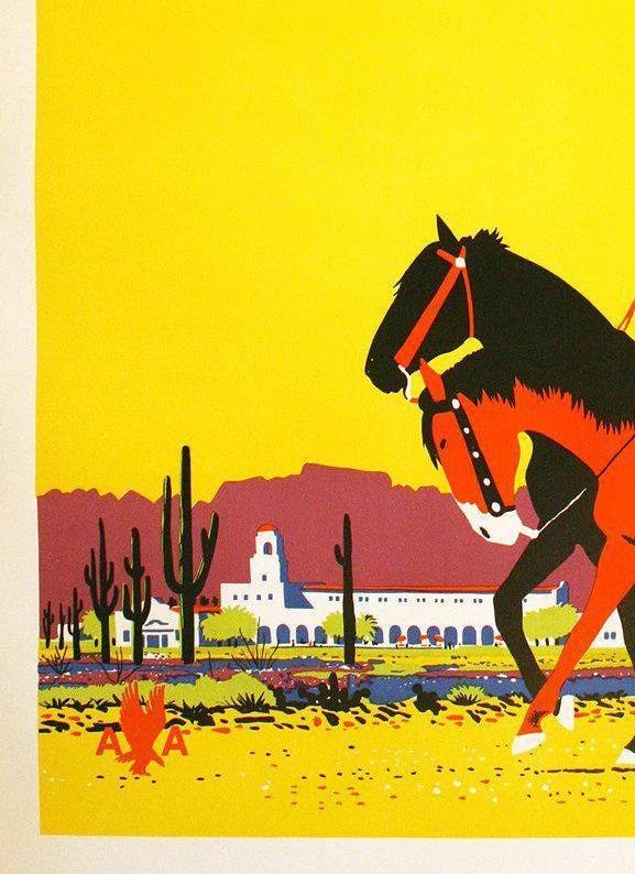 Vintage 1950s American Airlines Arizona Poster - Fred Ludekens (Linen-Backed, 101x74 cm)