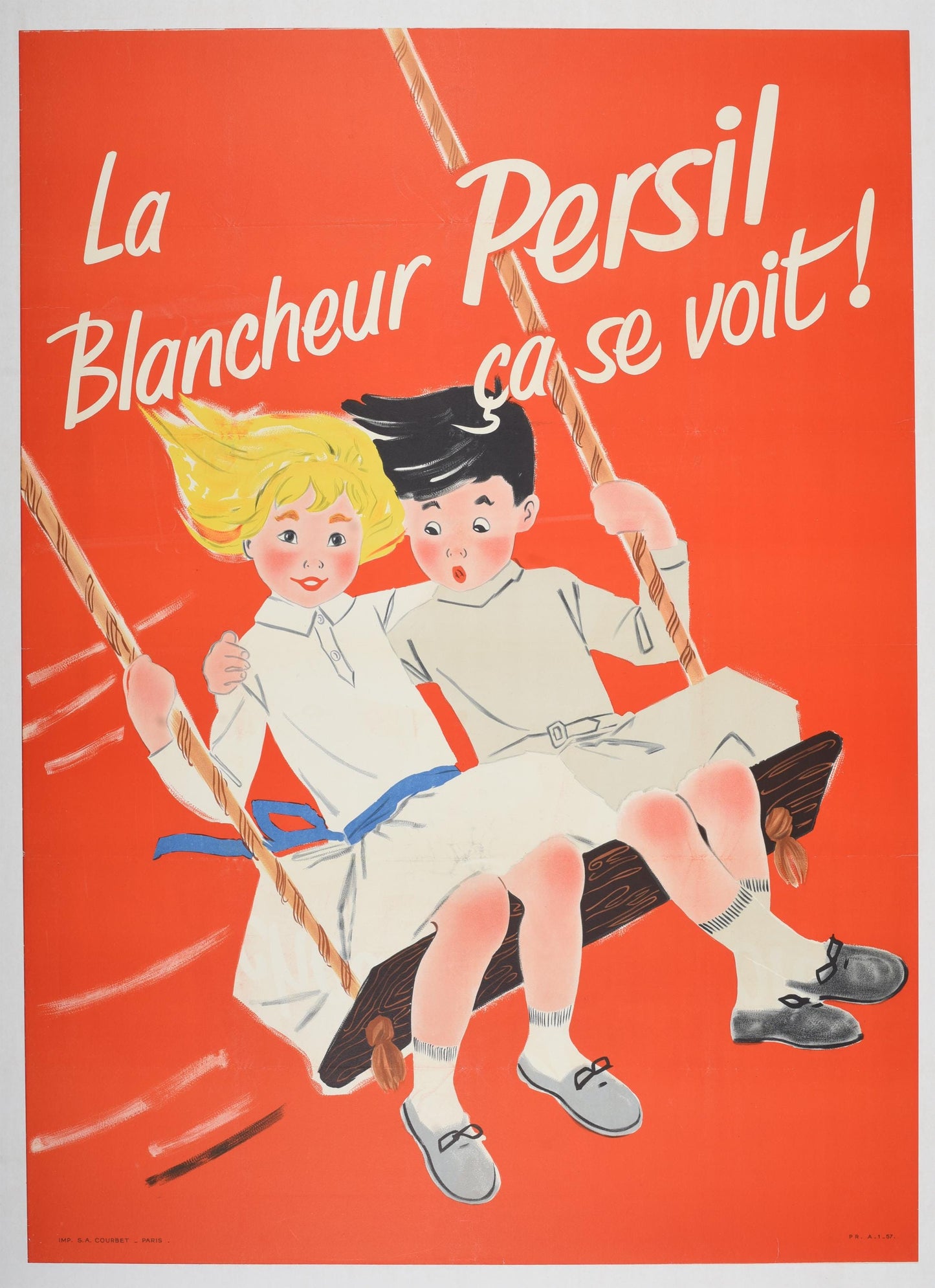Original 1957 Persil Poster, La Blancheur Persil ça se voit, French Laundry Advertising Art