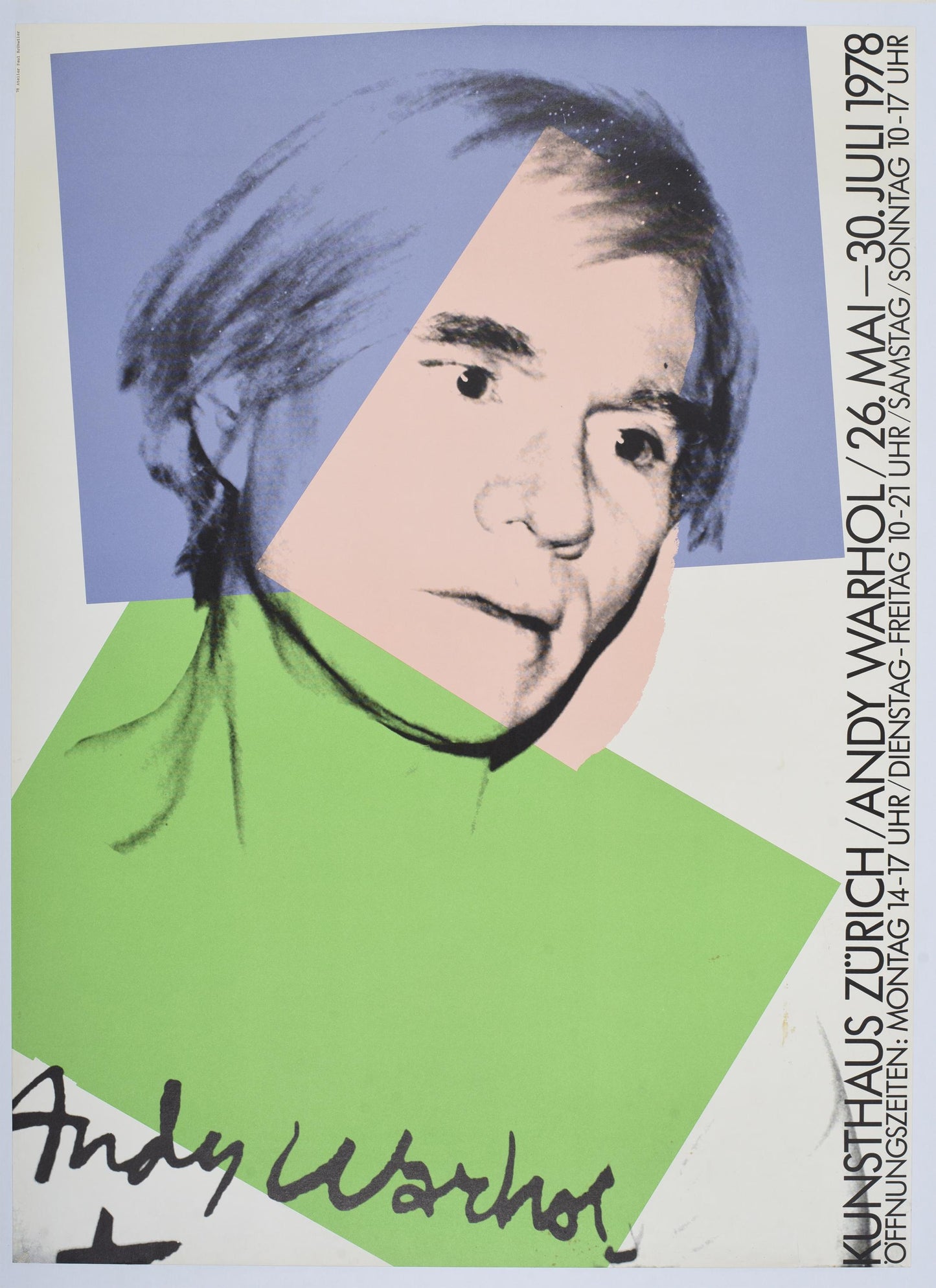 Original 1978 Andy Warhol Exhibition Poster, Kunsthaus Zürich, Swiss Design