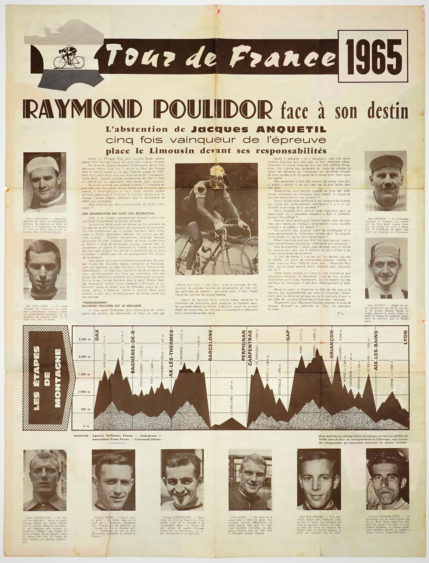 Original 1965 Tour de France & Tour de l'Avenir Guide, Paris-Normandie Cycling Map