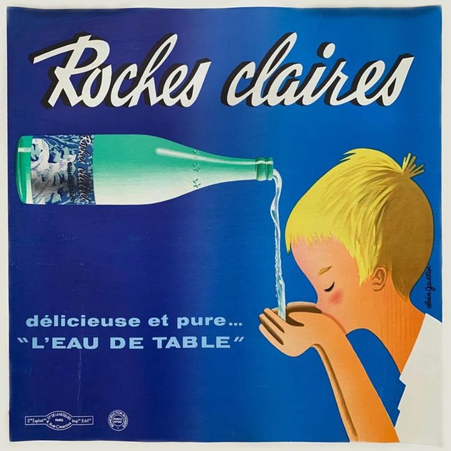 Original Roches Claires Poster by Alain Gauthier, French 1960s Water Advertising Poster