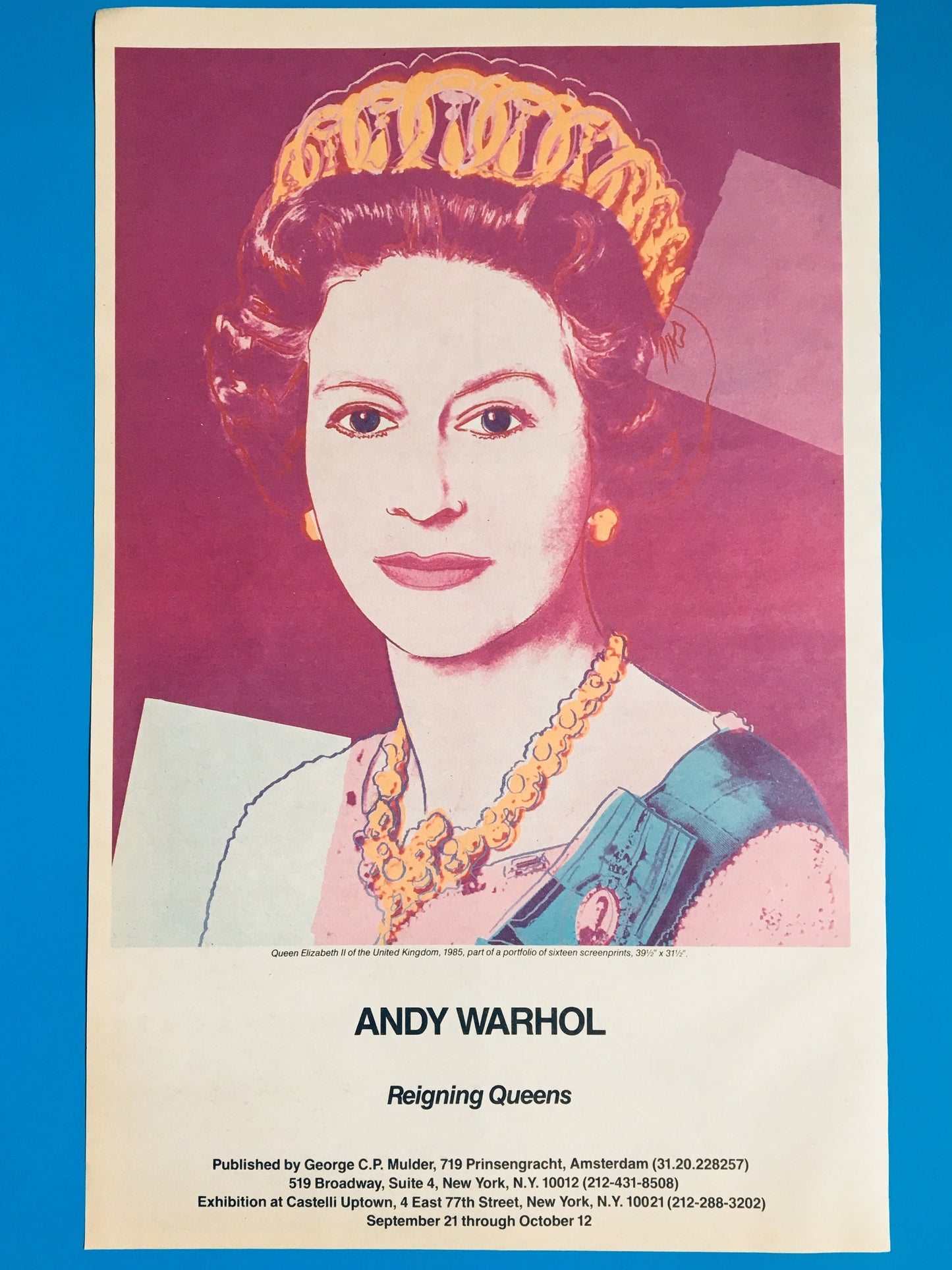 1985 Original Andy Warhol Gallery Poster - Reigning Queens, Queen Elizabeth II (Castelli Uptown)