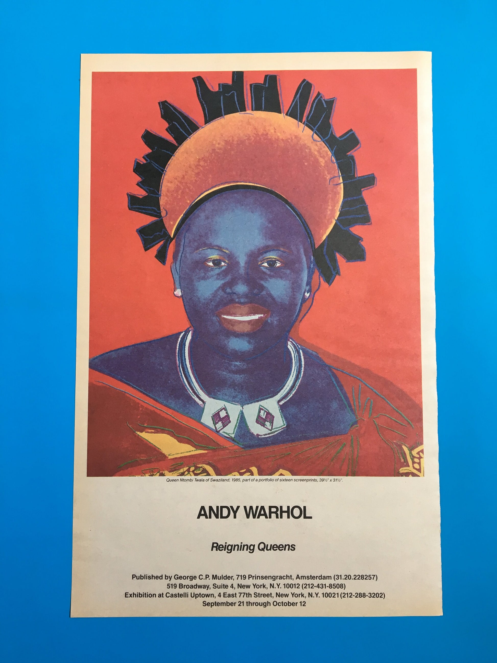 1985 Original Andy Warhol Gallery Poster - Reigning Queens, Queen Ntombi Twala (Castelli Uptown)