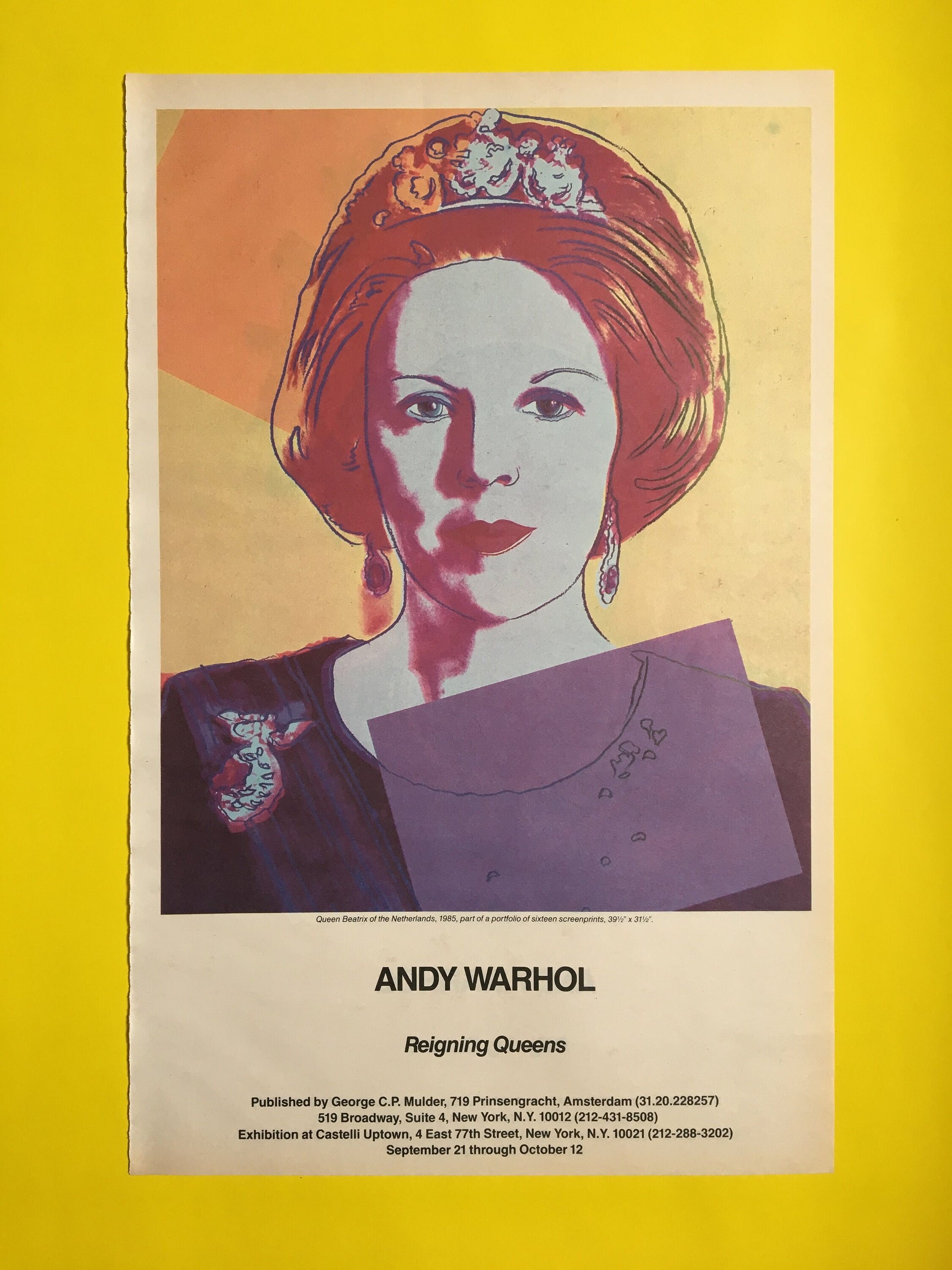 1985 Original Andy Warhol Gallery Poster - Reigning Queens, Queen Beatrix (Castelli Uptown)