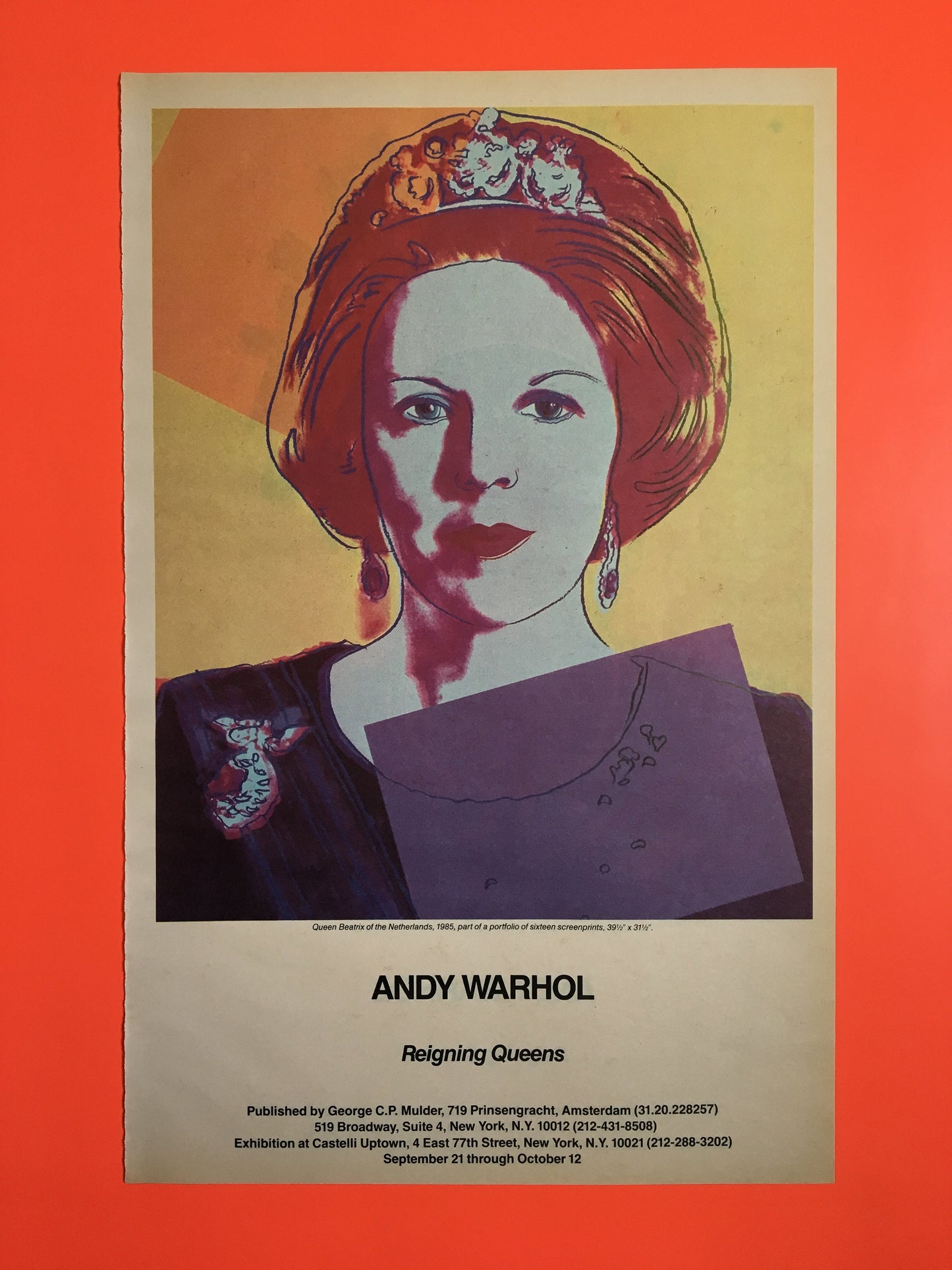 1985 Original Andy Warhol Gallery Poster - Reigning Queens, Queen Beatrix (Castelli Uptown)
