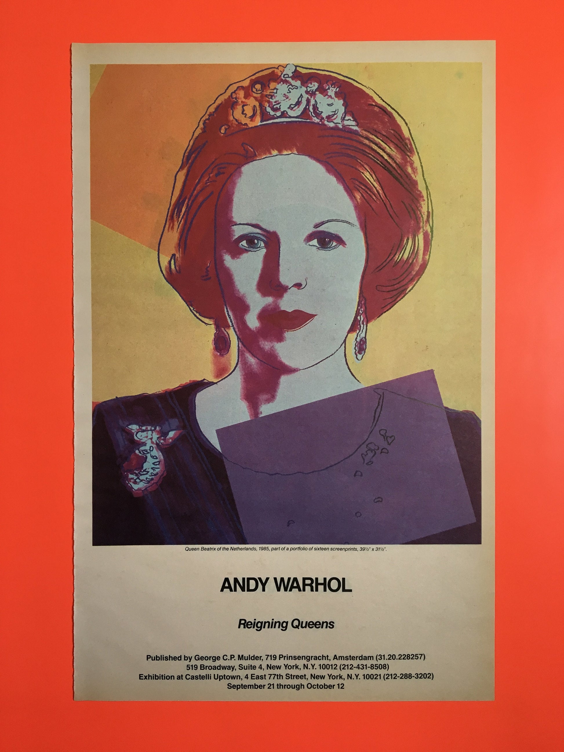 1985 Original Andy Warhol Gallery Poster - Reigning Queens, Queen Beatrix (Castelli Uptown)