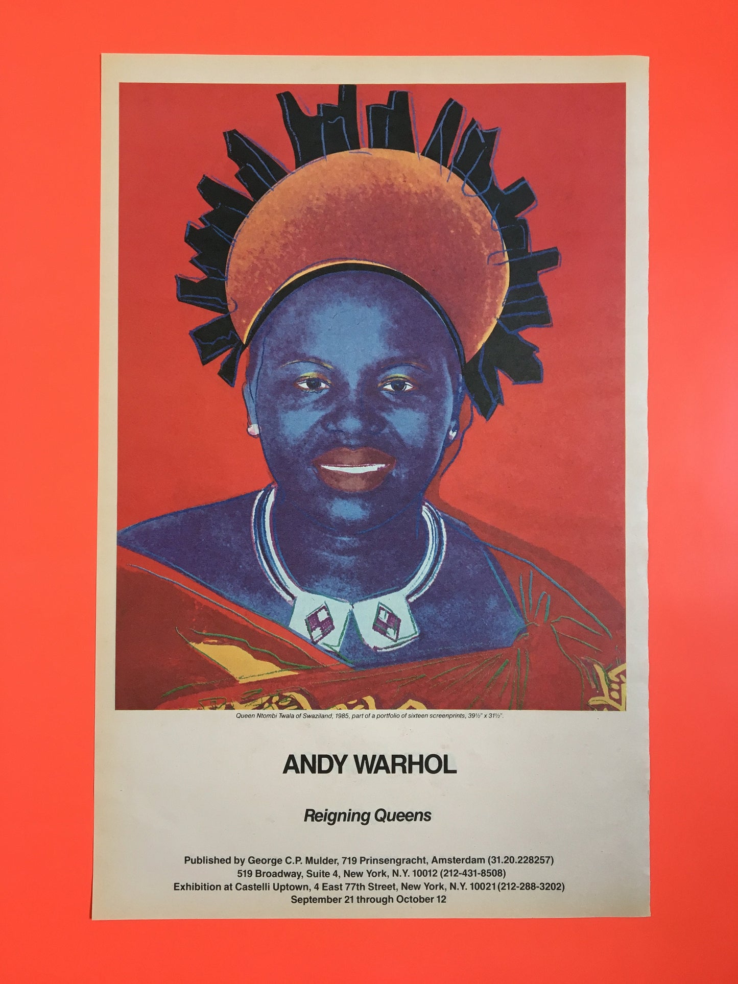 1985 Original Andy Warhol Gallery Poster - Reigning Queens, Queen Ntombi Twala (Castelli Uptown)