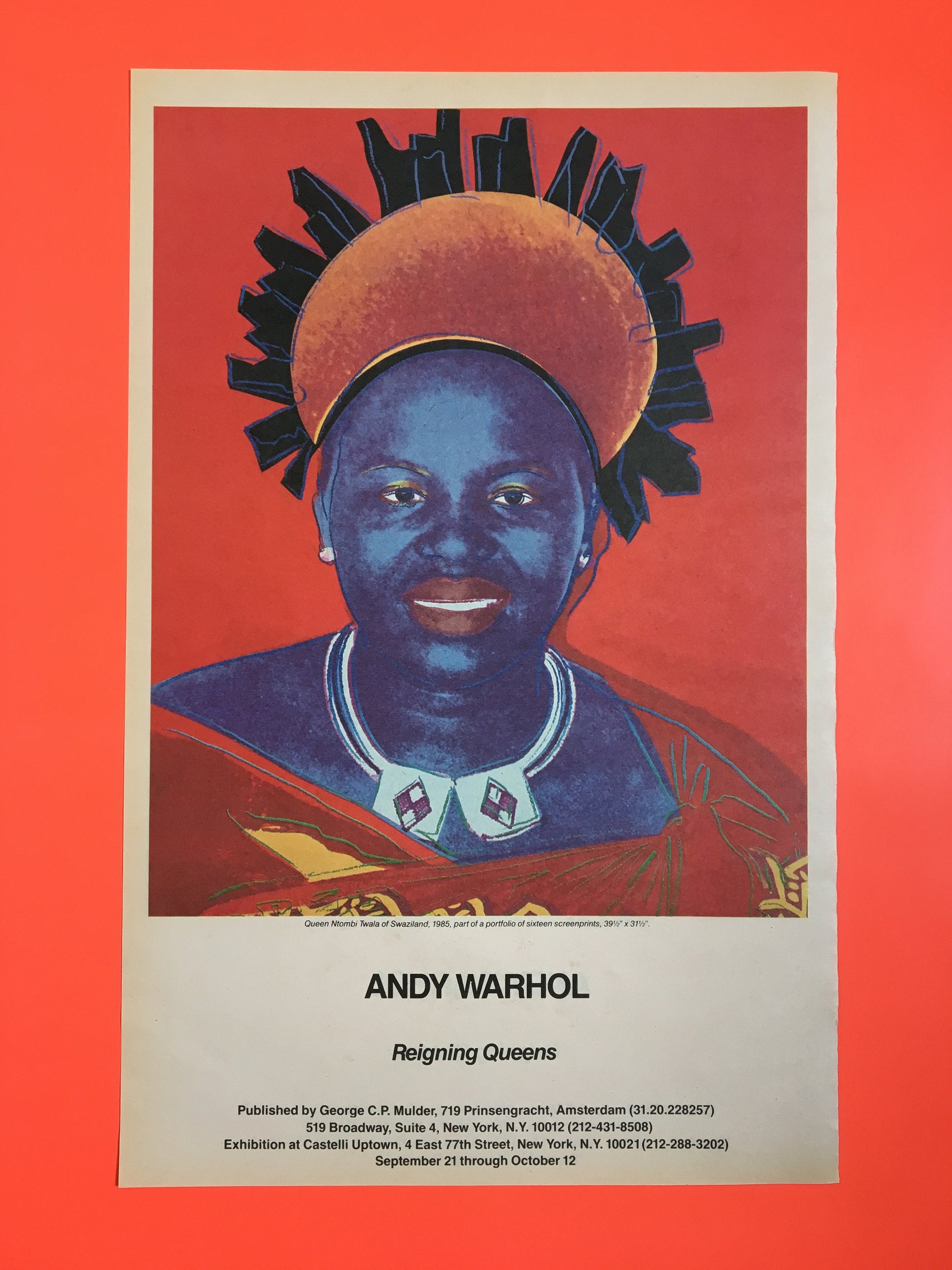 1985 Original Andy Warhol Gallery Poster - Reigning Queens, Queen Ntombi Twala (Castelli Uptown)
