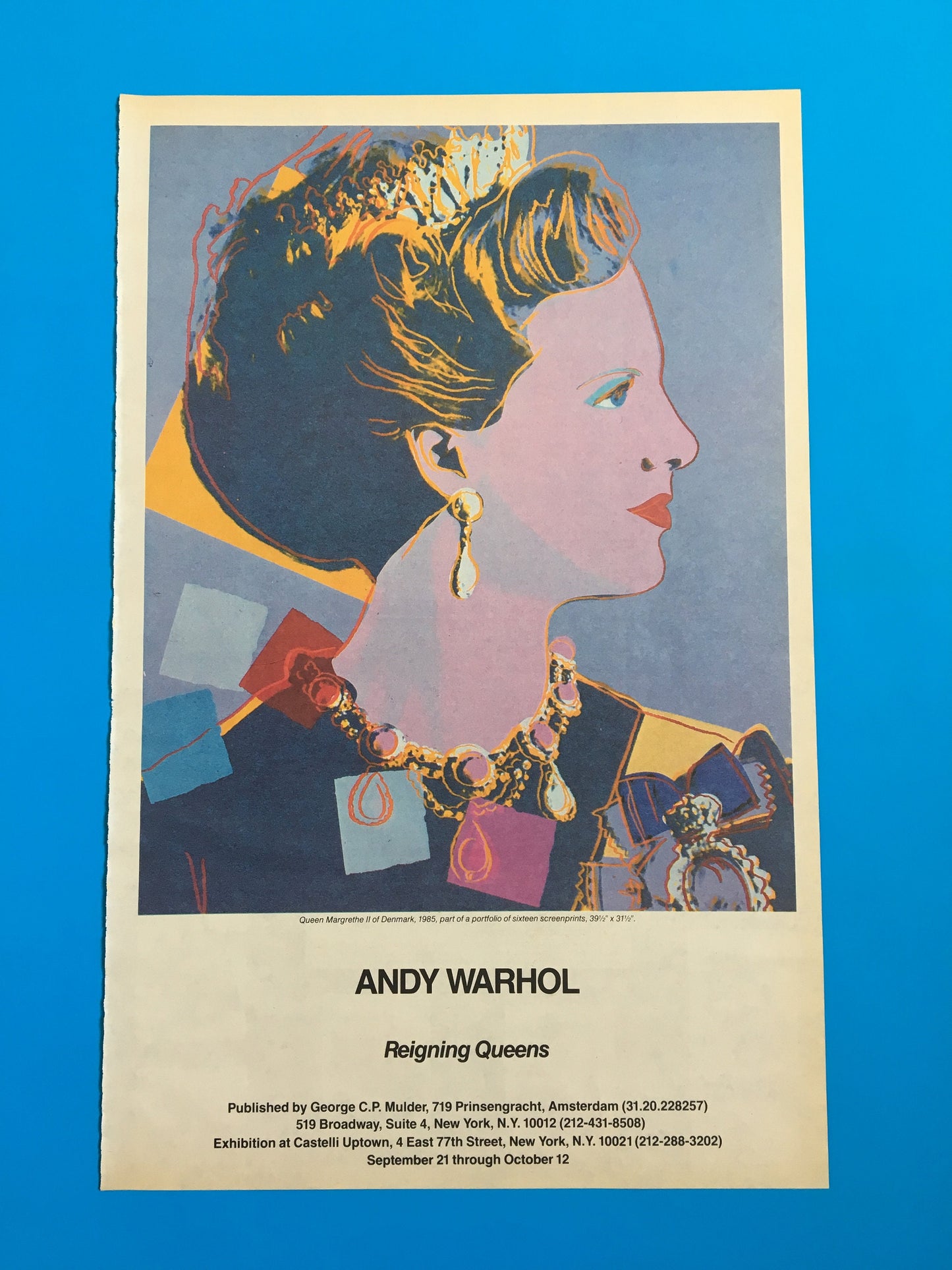 1985 Original Andy Warhol Gallery Poster - Reigning Queens, Queen Margrethe II (Castelli Uptown)