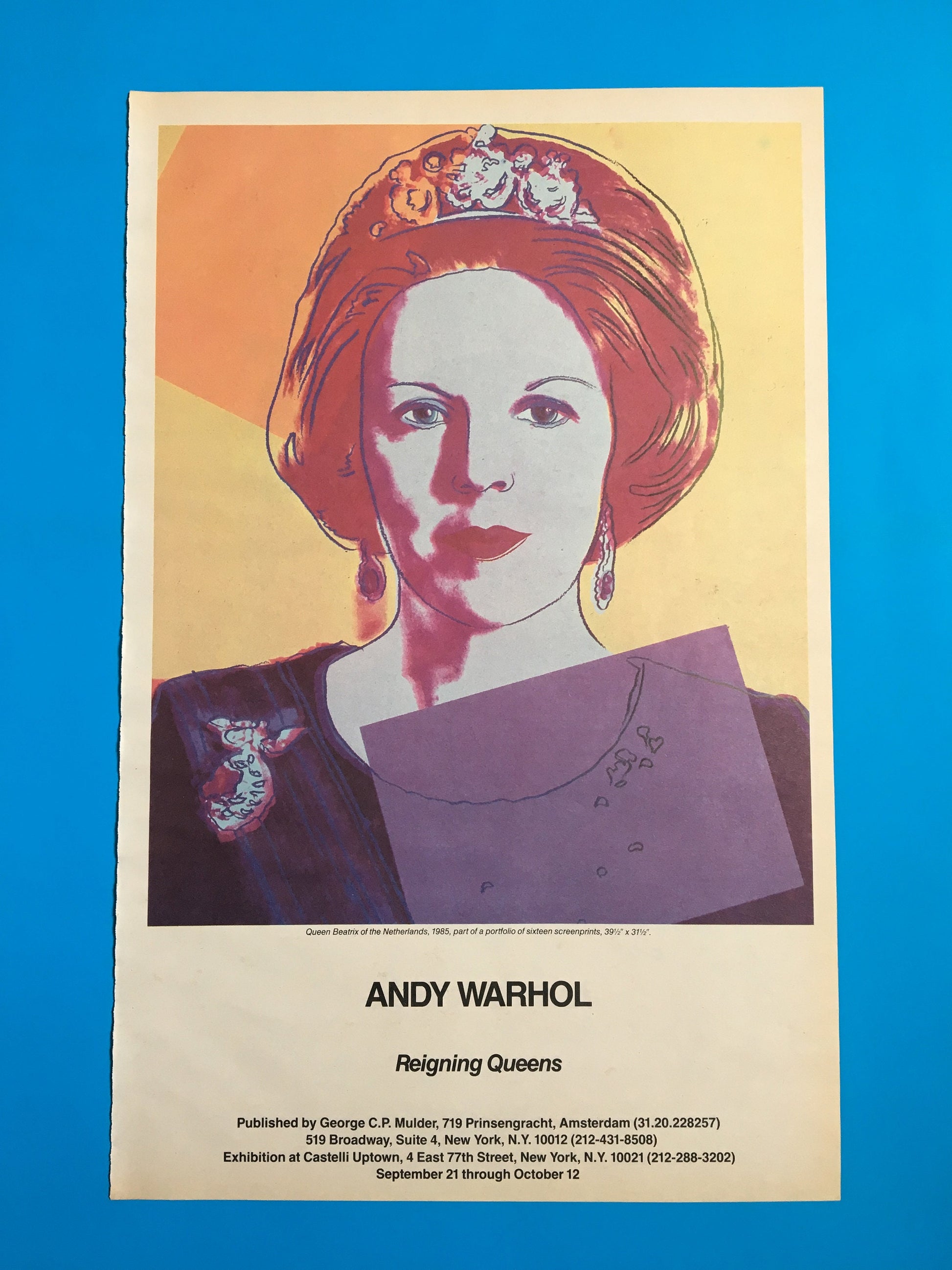 1985 Original Andy Warhol Gallery Poster - Reigning Queens, Queen Beatrix (Castelli Uptown)
