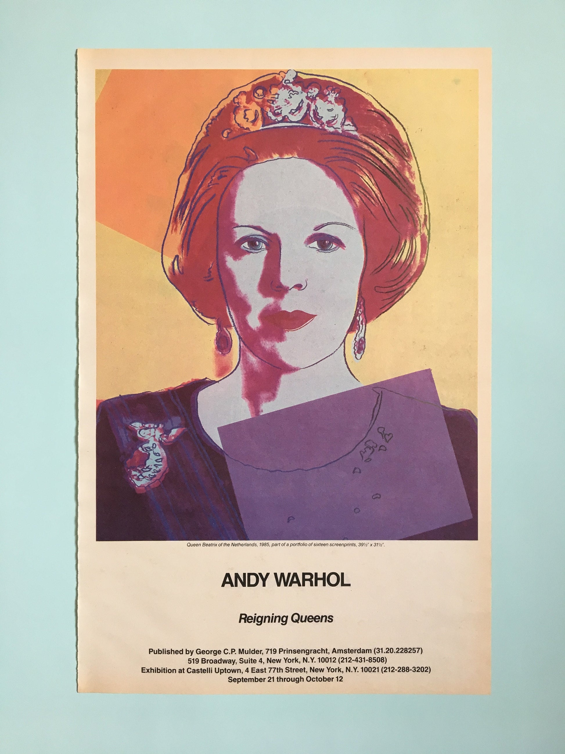 1985 Original Andy Warhol Gallery Poster - Reigning Queens, Queen Beatrix (Castelli Uptown)