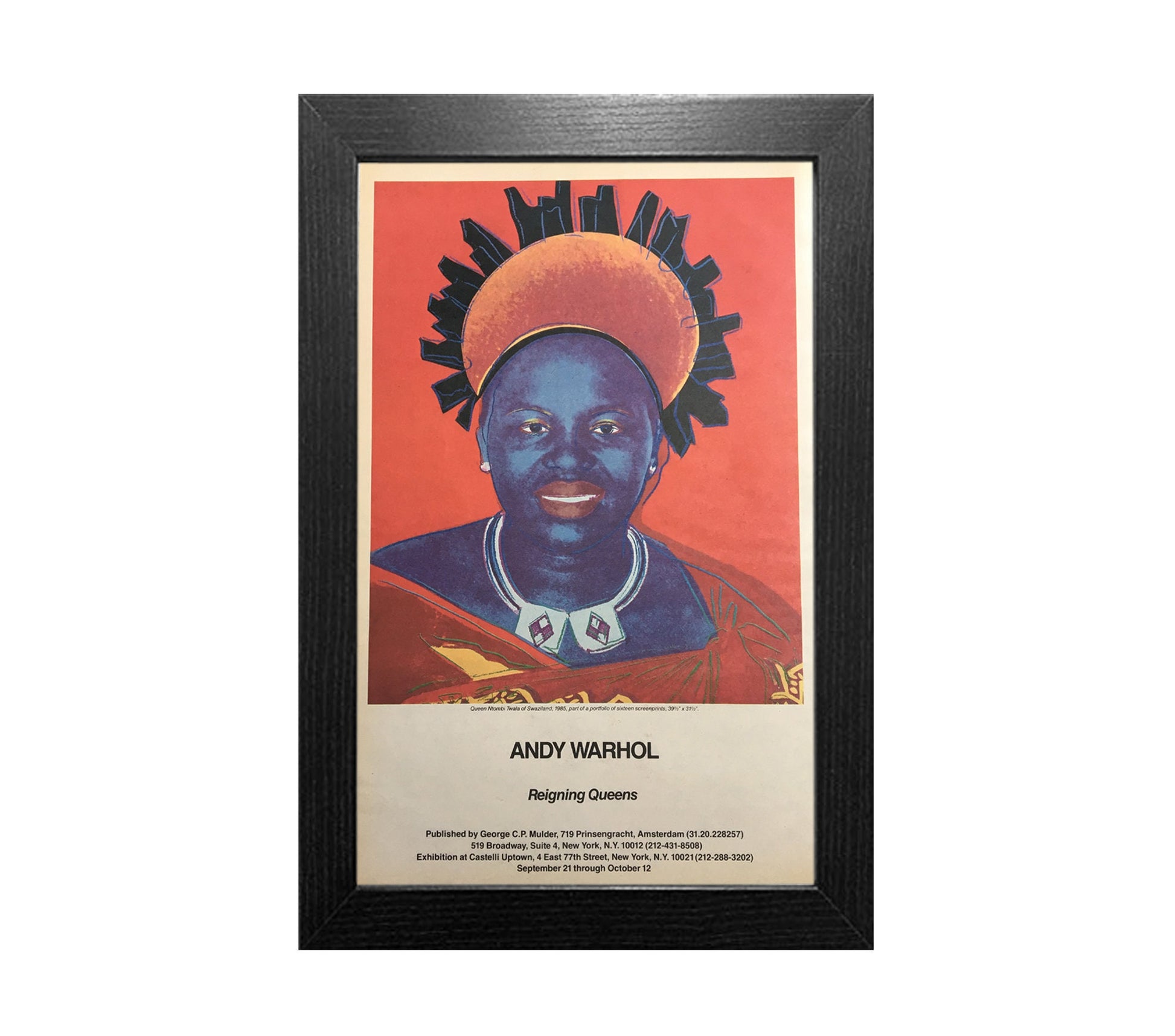 1985 Original Andy Warhol Gallery Poster - Reigning Queens, Queen Ntombi Twala (Castelli Uptown)