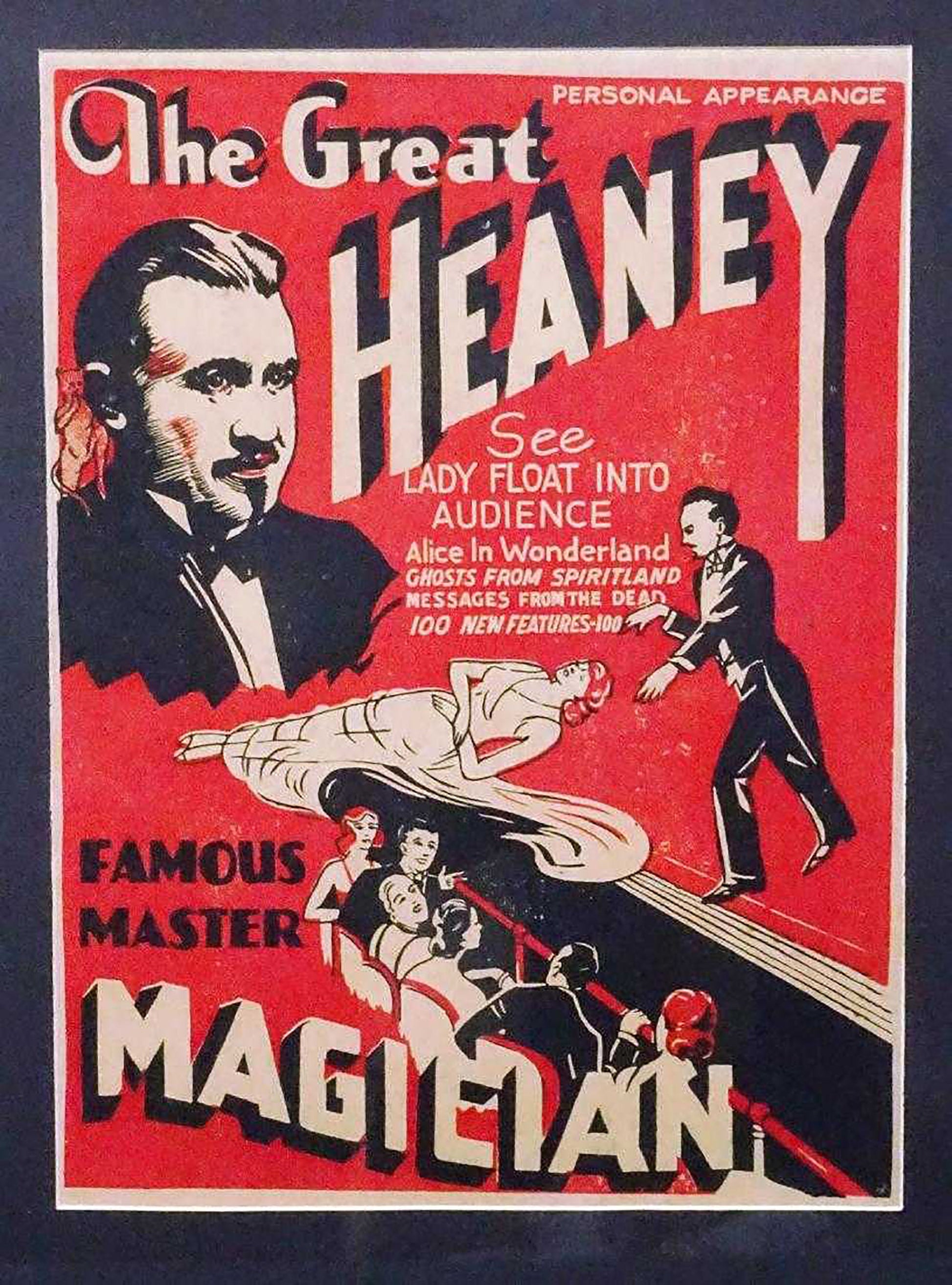 1920s Magician Poster - The Great Heaney Levitation Illusion