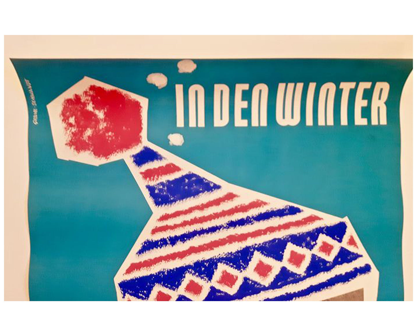 1950s Original German Railway Poster - Heinz Grave-Schmandt "In den Winter mit der Bundesbahn"