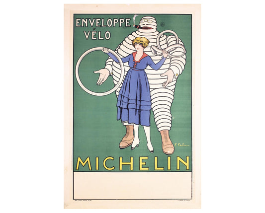 1916 Michelin Cycling Poster by Fabien Fabiano - French Advertising Art (Linen-Backed)