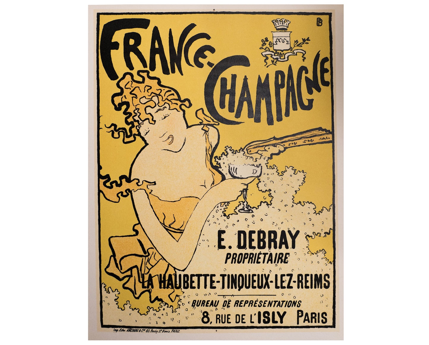 1891 Pierre Bonnard "France-Champagne" Poster - Vintage 1950s Lithograph Print, French Wine Advertising