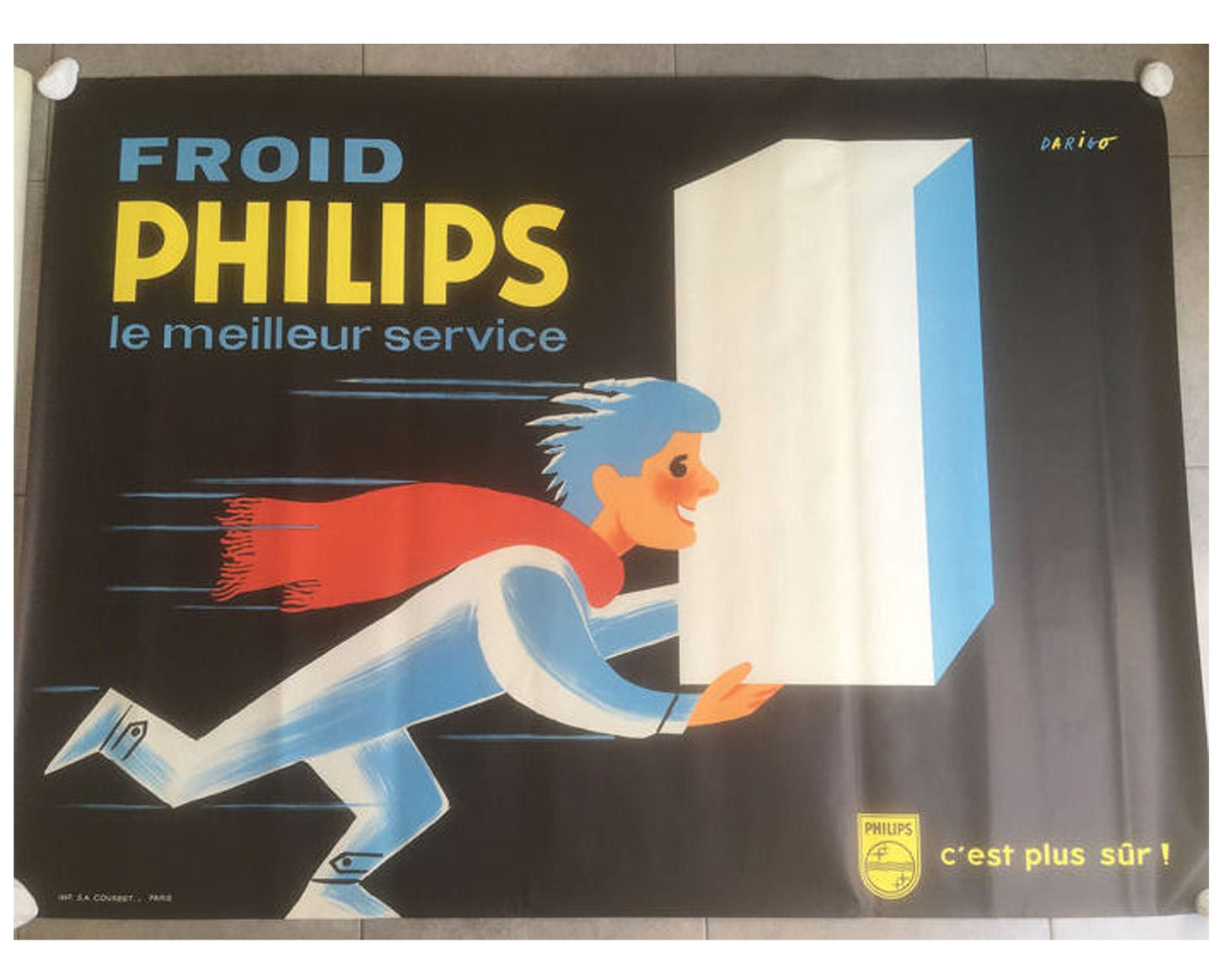 1950s Philips "Froid - le meilleur service" - Original French Advertising Poster (Darigo, 160x116 cm)