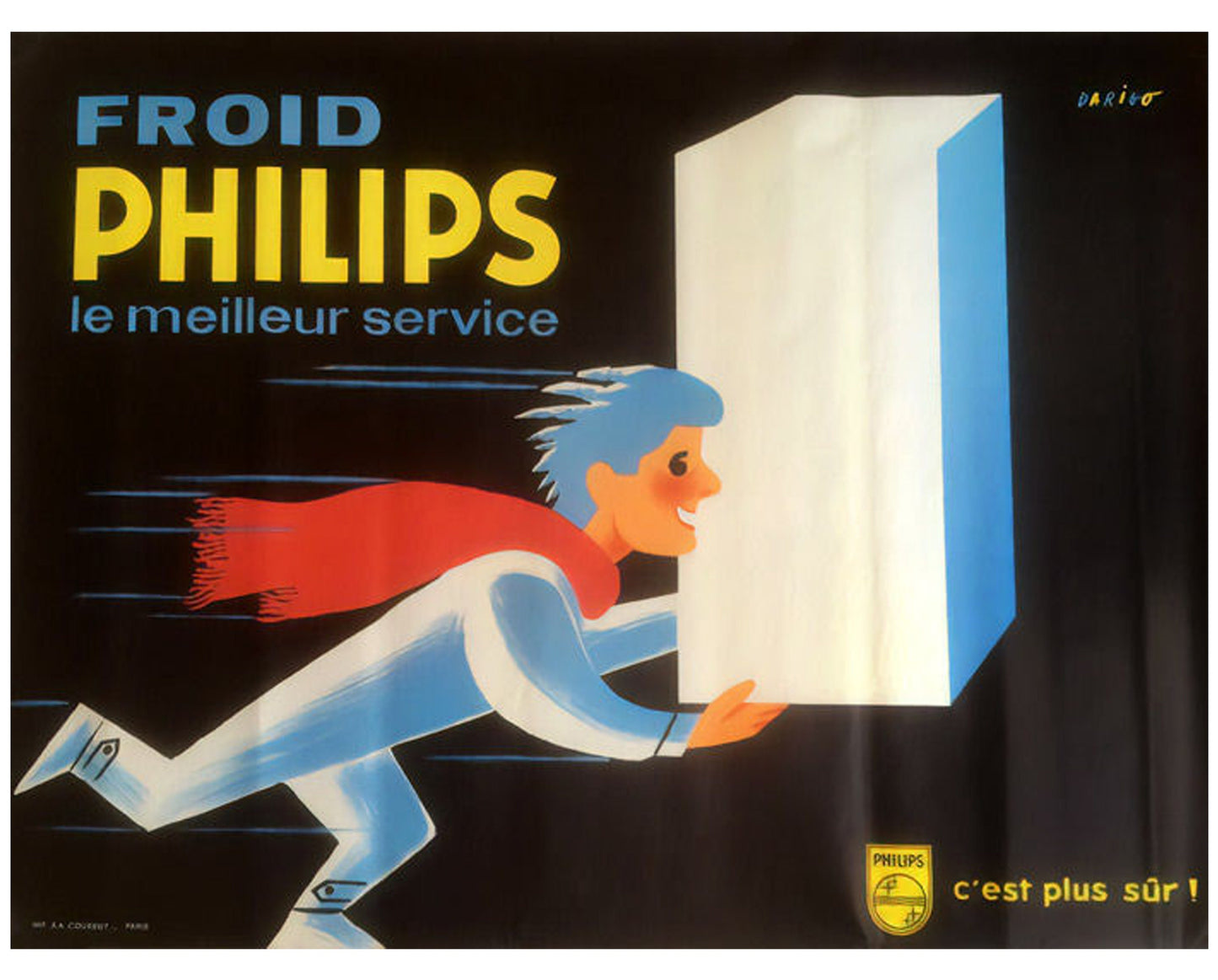 1950s Philips "Froid - le meilleur service" - Original French Advertising Poster (Darigo, 160x116 cm)
