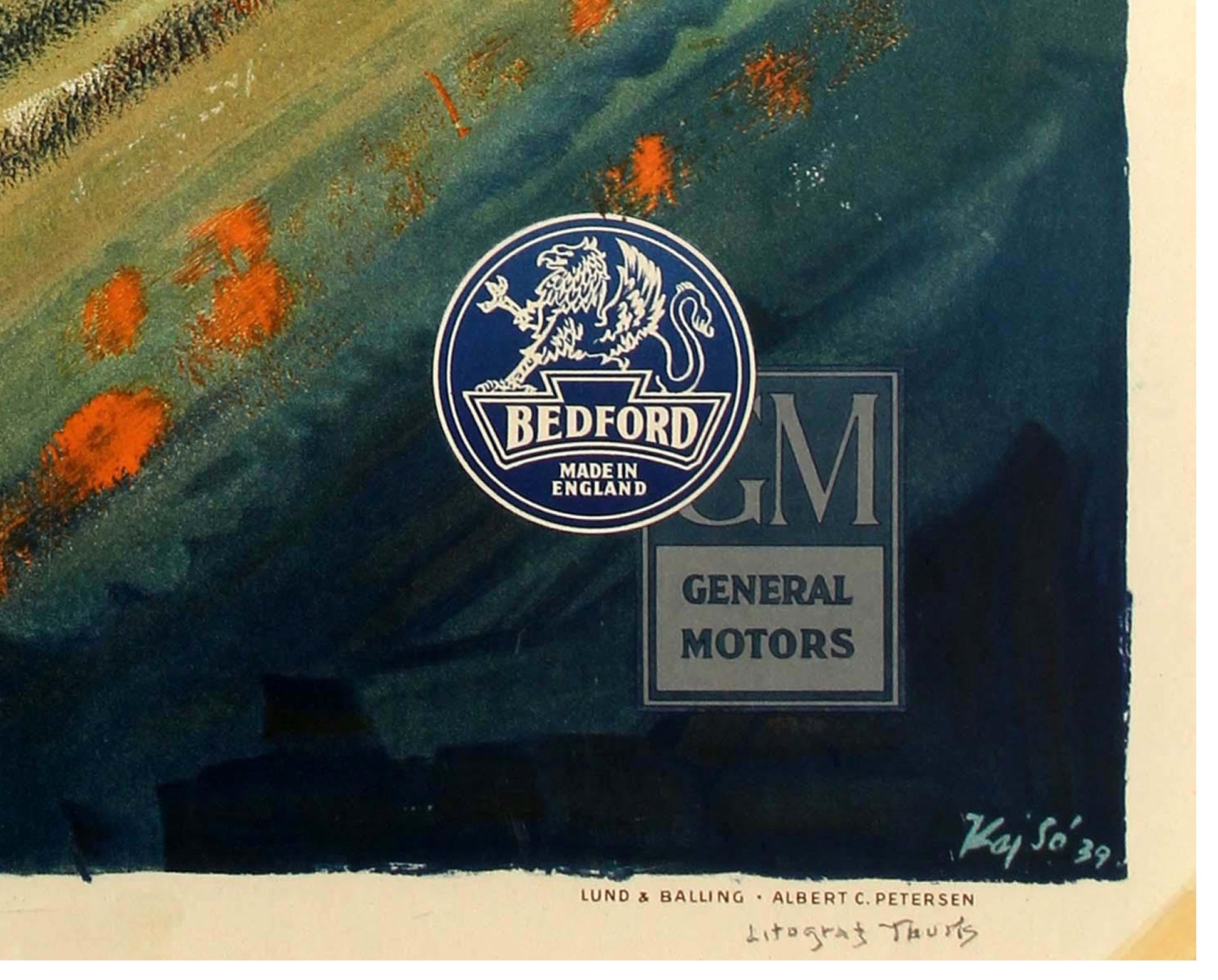1939 Bedford Trucks Poster by Kaj So - GM Advertising (85 x 62 cm)