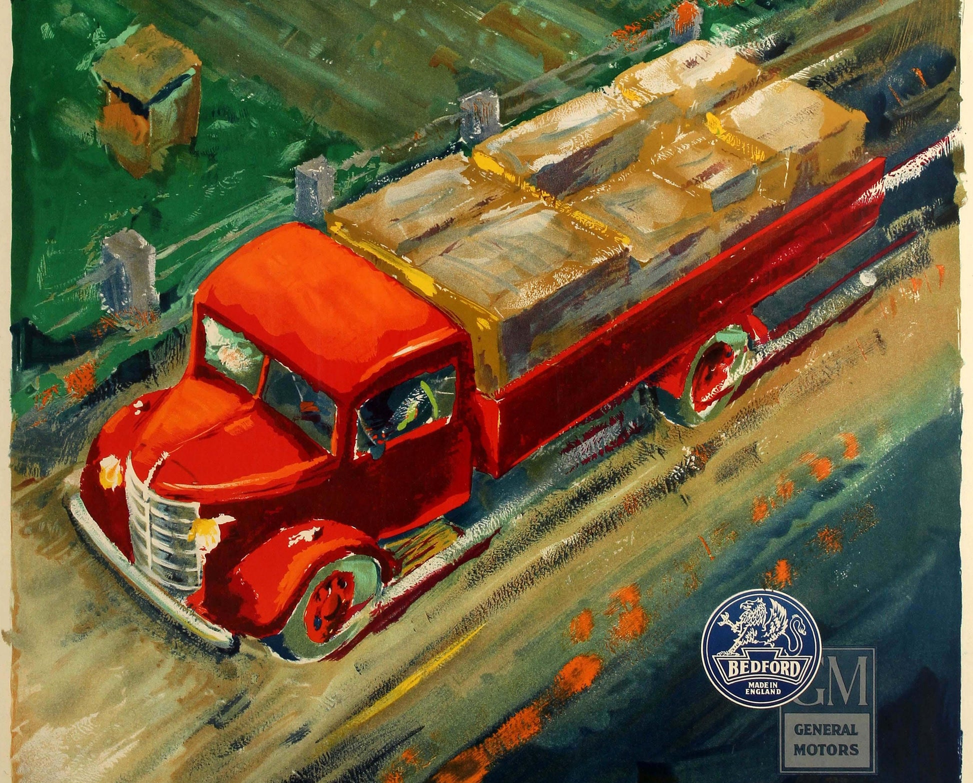1939 Bedford Trucks Poster by Kaj So - GM Advertising (85 x 62 cm)