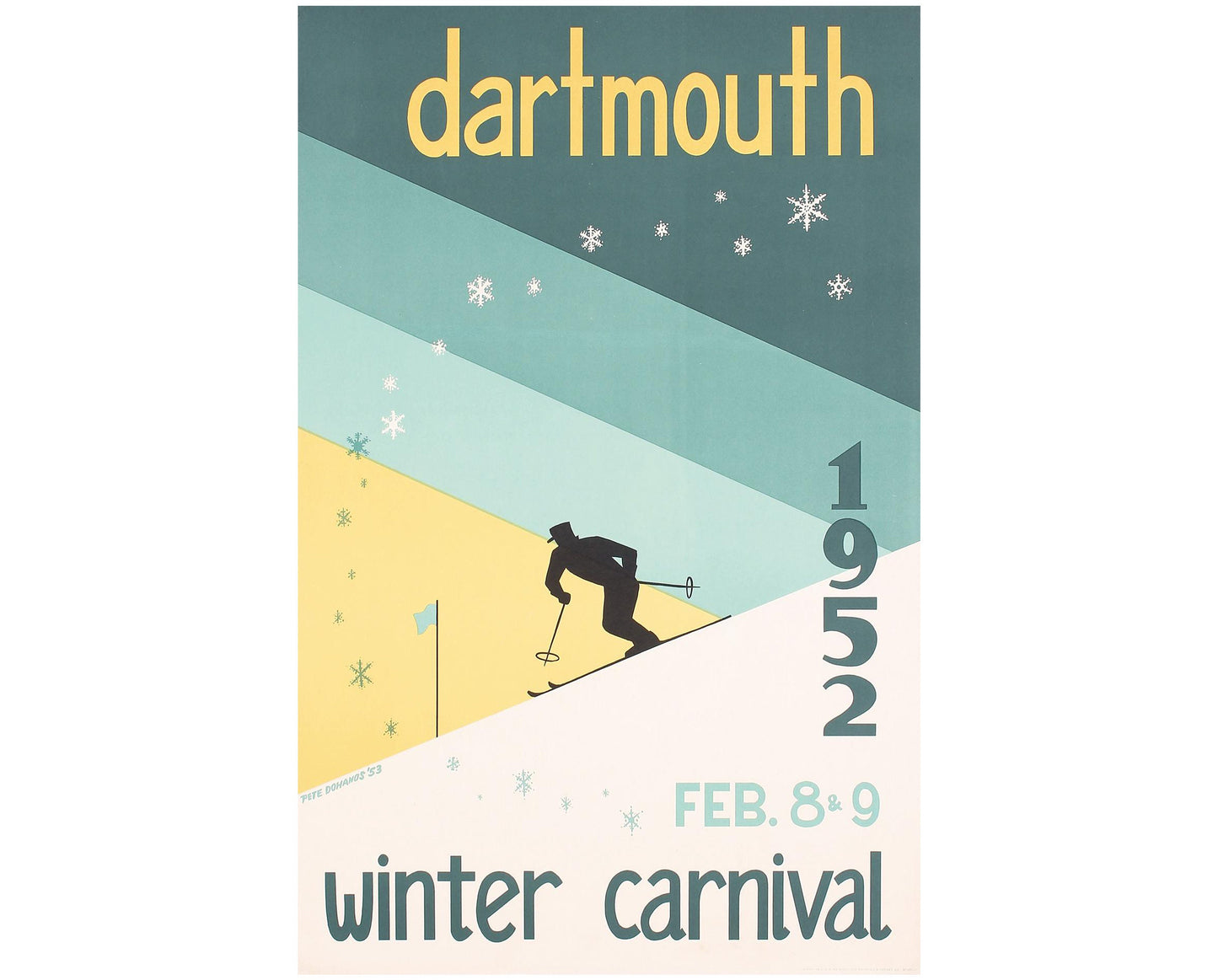 Vintage 1952 Dartmouth Winter Carnival Poster - Pete Dohanos '53 (Linen-Backed, 86x56 cm)