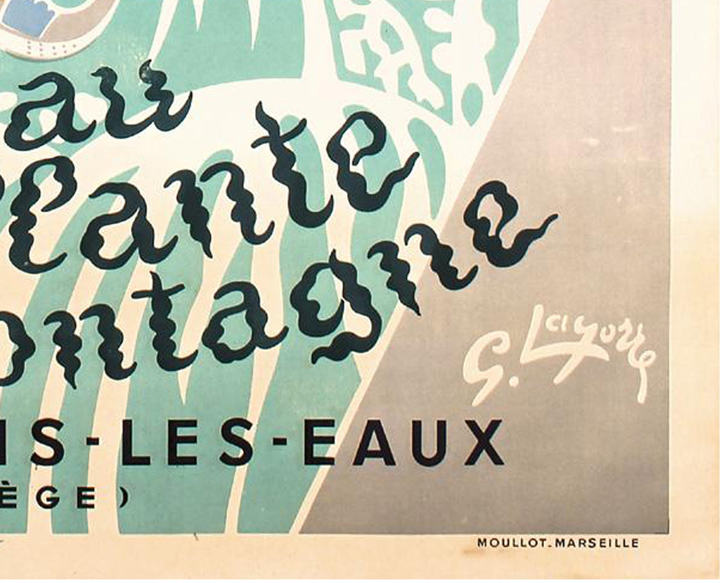 1938 French Art Deco Travel Poster: Aunac-Saint Girons Spa, Lagorre (160 x 119 cm)