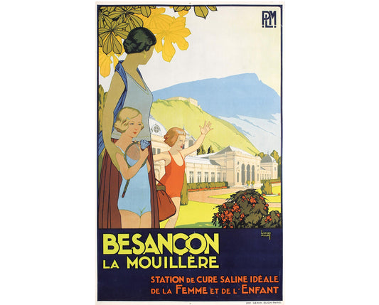 1930s Original French Railway Poster - Lucien Pillot, Besançon La Mouillère (PLM)