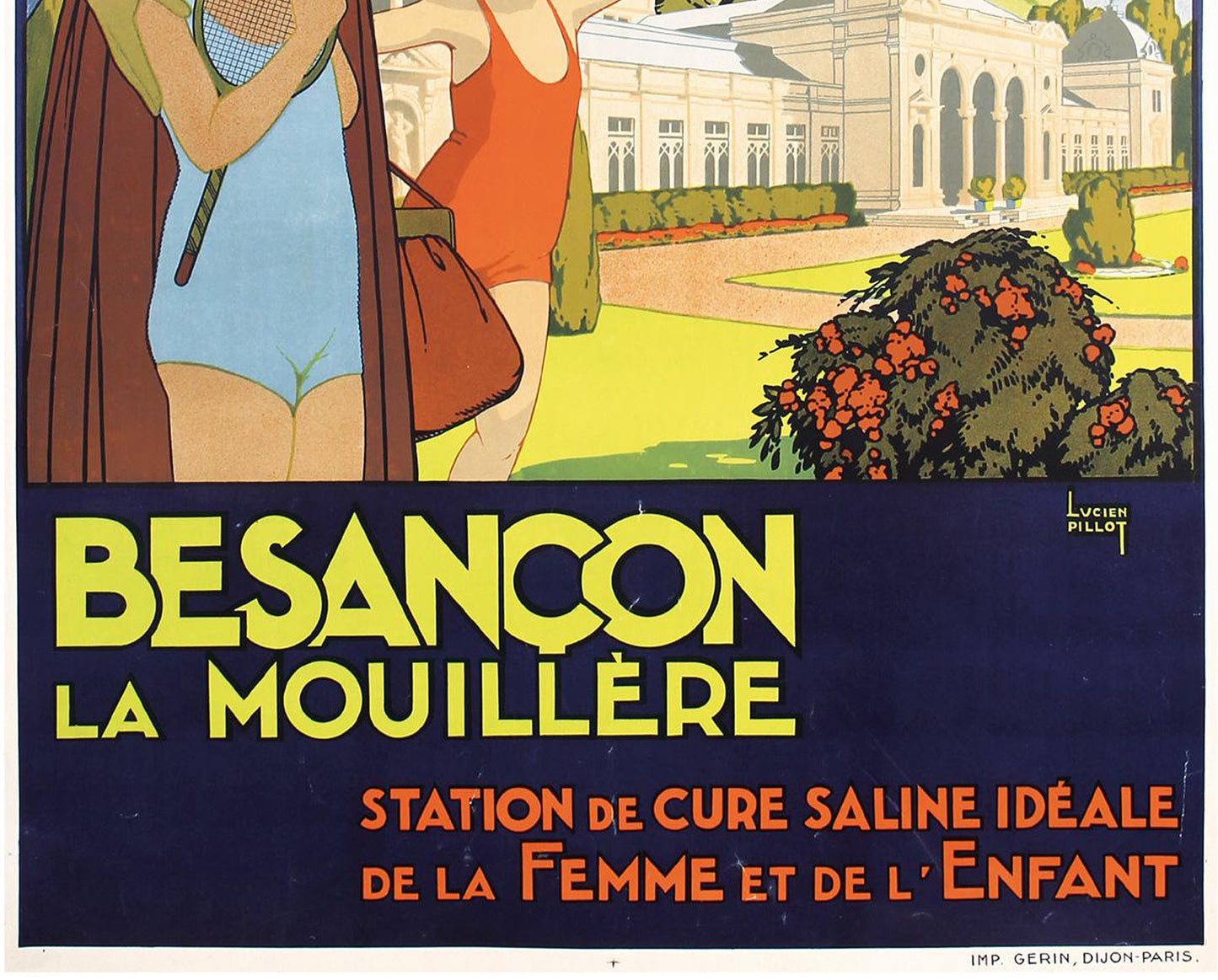 1930s Original French Railway Poster - Lucien Pillot, Besançon La Mouillère (PLM)