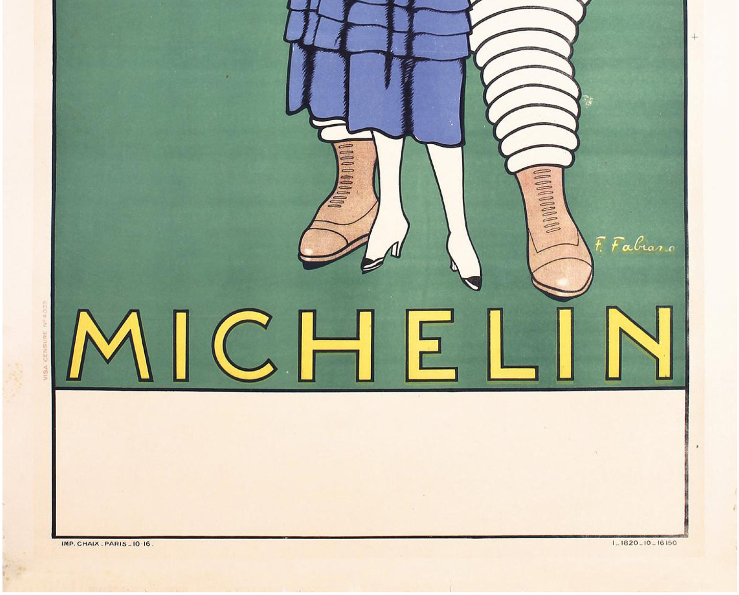 1916 Michelin Cycling Poster by Fabien Fabiano - French Advertising Art (Linen-Backed)