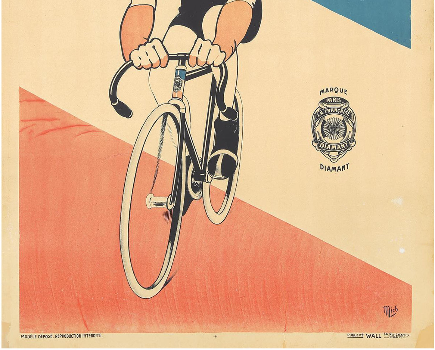 Vintage French Cycling Poster: La Française Cycles, Michel Liebeaux, 1910