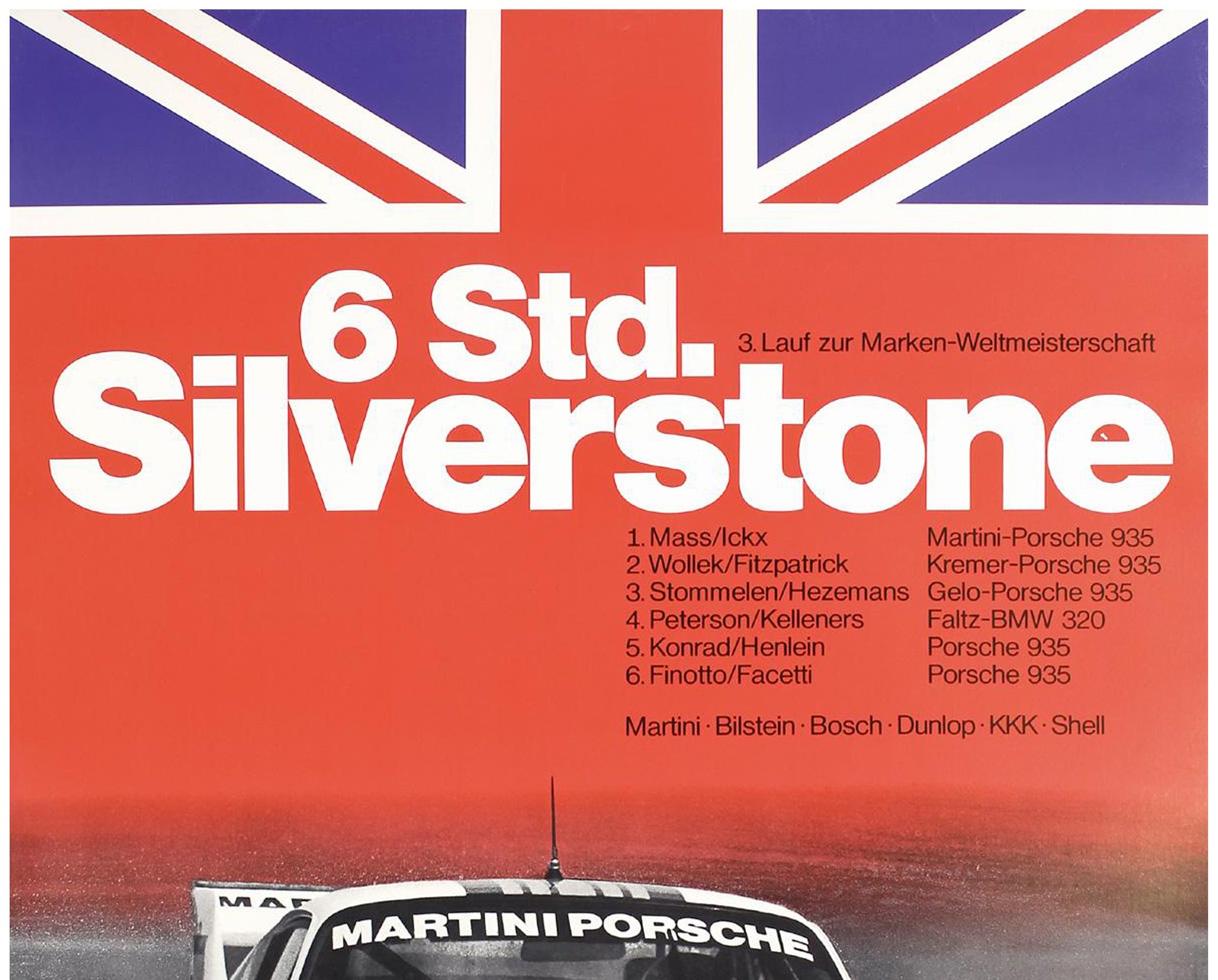 Vintage 1977 Porsche 935 Silverstone 6 Std. Poster - Erich Strenger Design (101x77 cm)