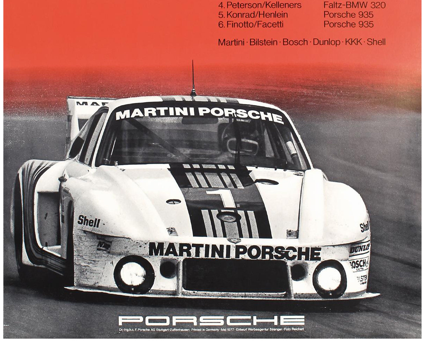 Vintage 1977 Porsche 935 Silverstone 6 Std. Poster - Erich Strenger Design (101x77 cm)
