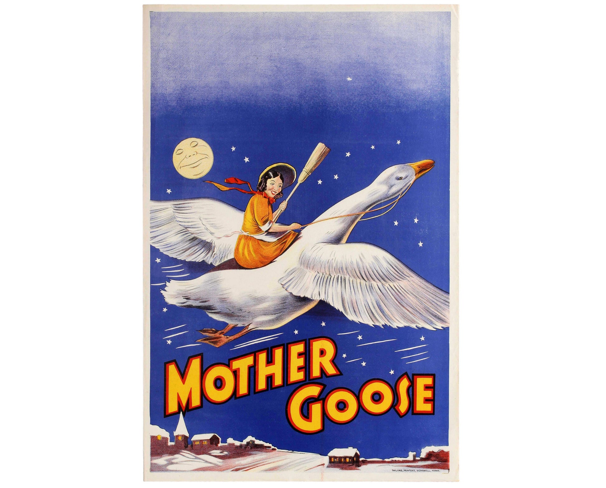 1930s Original Theatre Poster - "Mother Goose" (UK Lithograph, 76x51 cm)