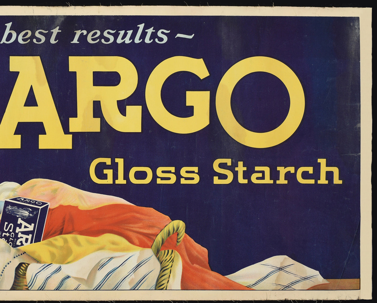 1930s Argo Gloss Starch - Original American Advertising Poster (Horizontal 18x36 in, Linen-Backed)