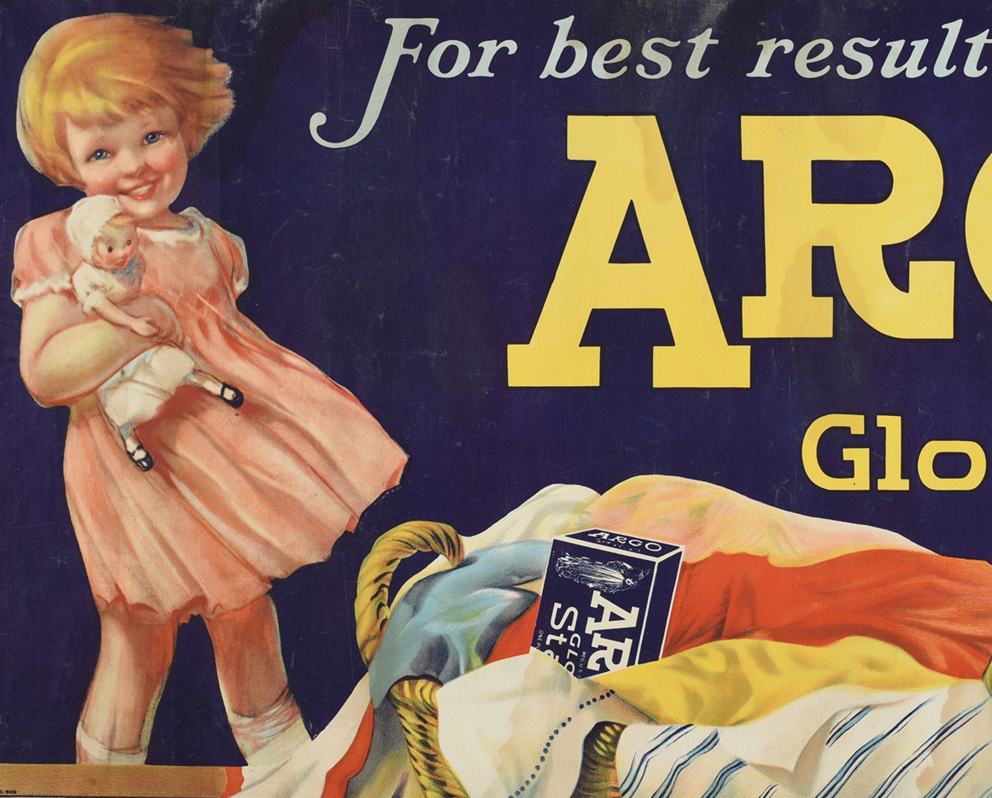 1930s Argo Gloss Starch - Original American Advertising Poster (Horizontal 18x36 in, Linen-Backed)