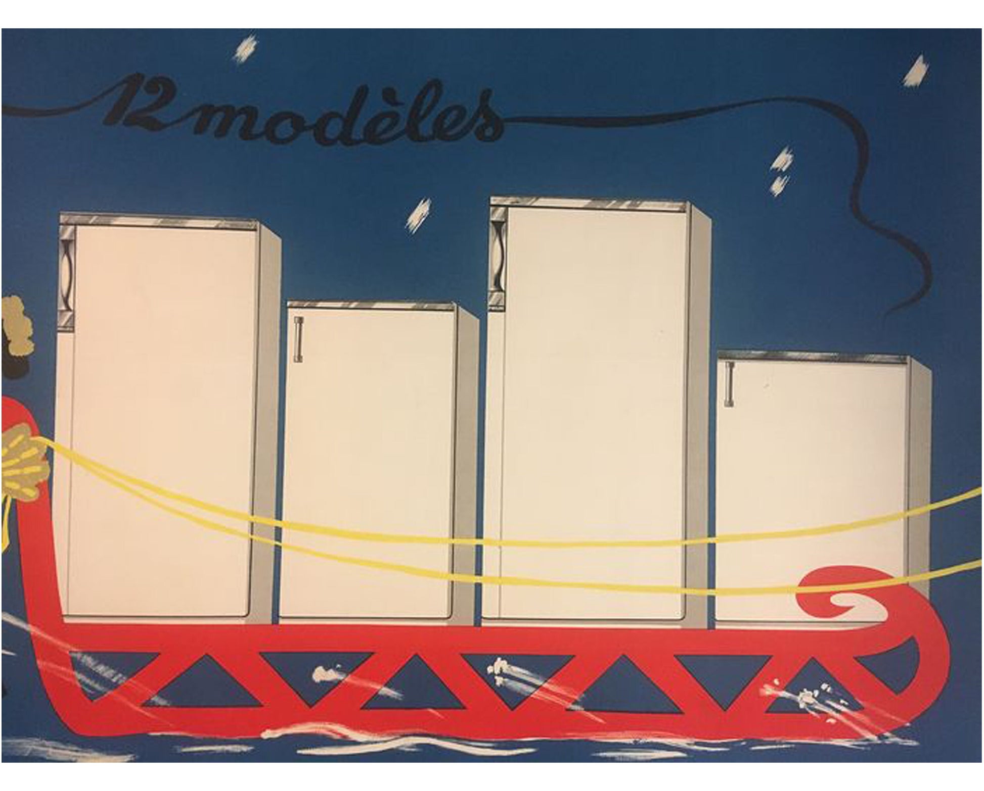 1950s Philips Refrigerator French Advertising Poster: Mid-Century Modern Decor (157x114 cm)