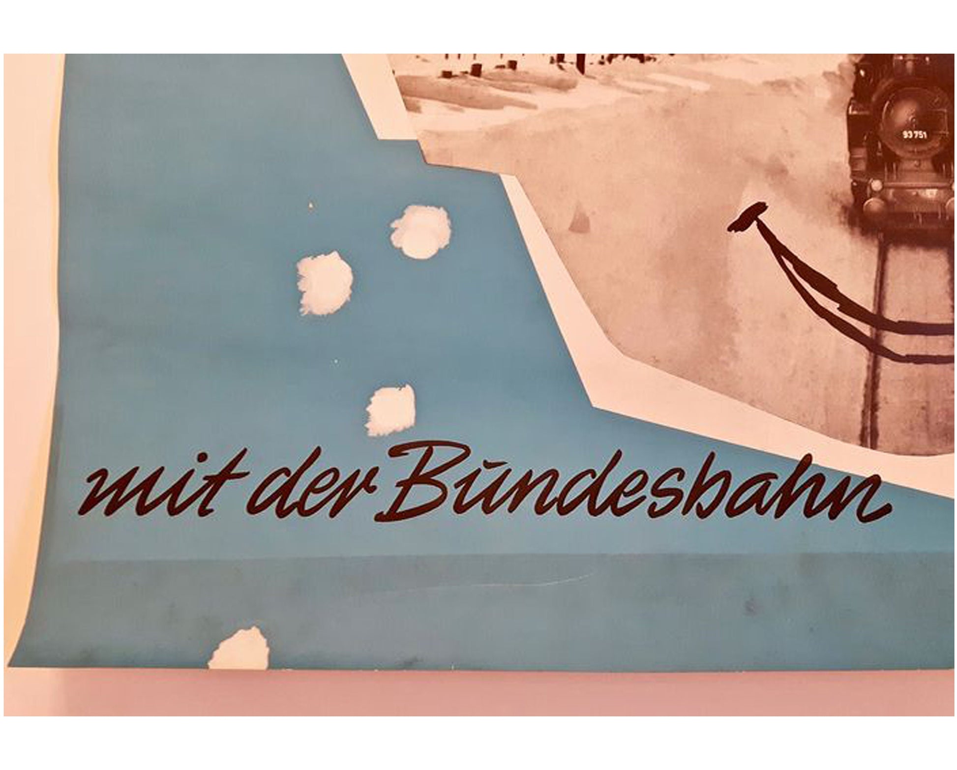 1950s Original German Railway Poster - Heinz Grave-Schmandt "In den Winter mit der Bundesbahn"
