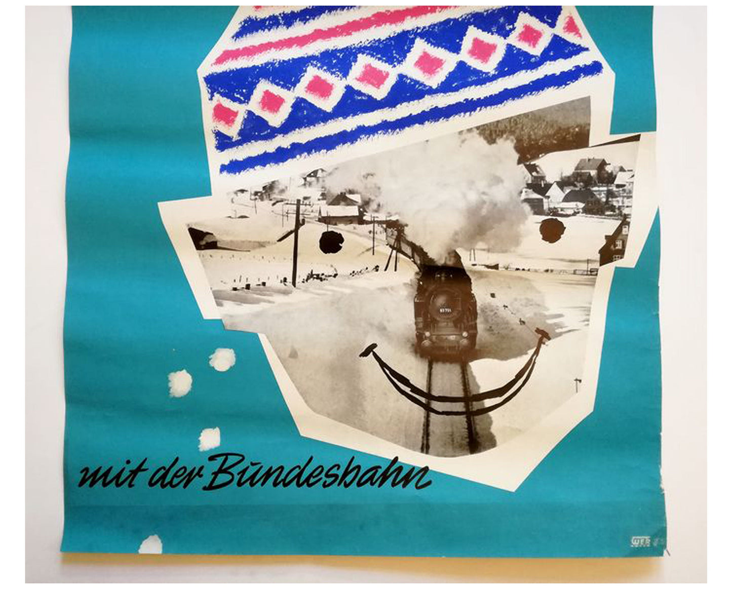 1950s Original German Railway Poster - Heinz Grave-Schmandt "In den Winter mit der Bundesbahn"
