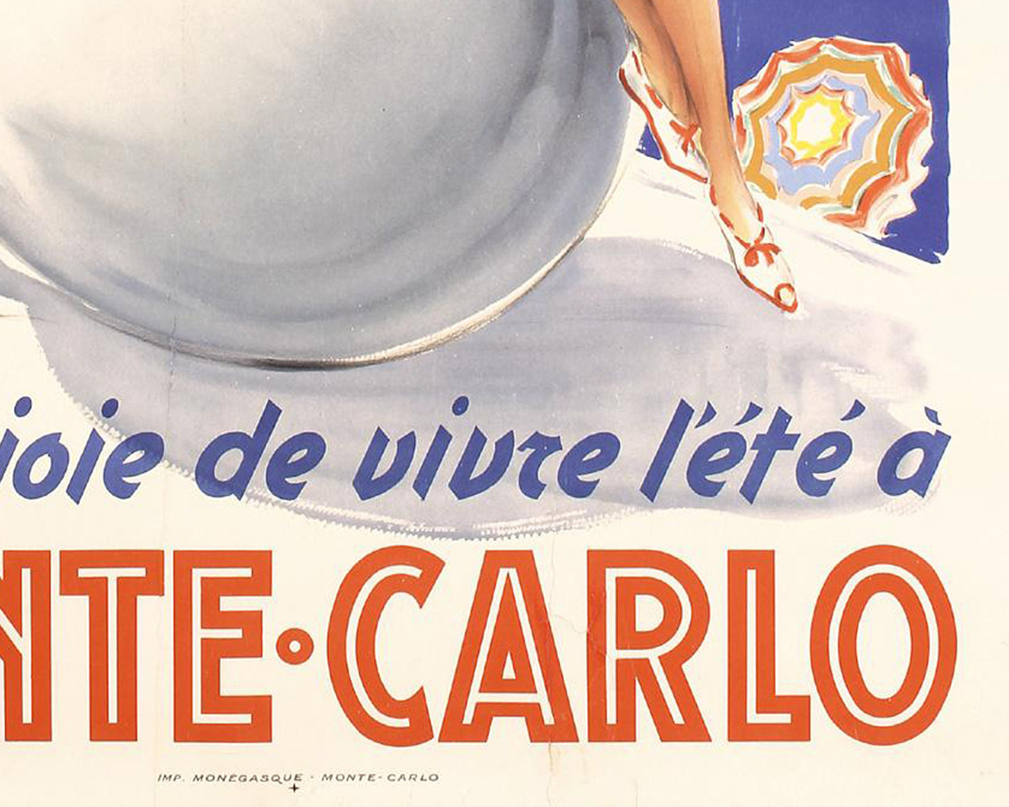 Louis Icart Monte Carlo Travel Poster: 1948 French Riviera Lithograph (Linen-Backed)