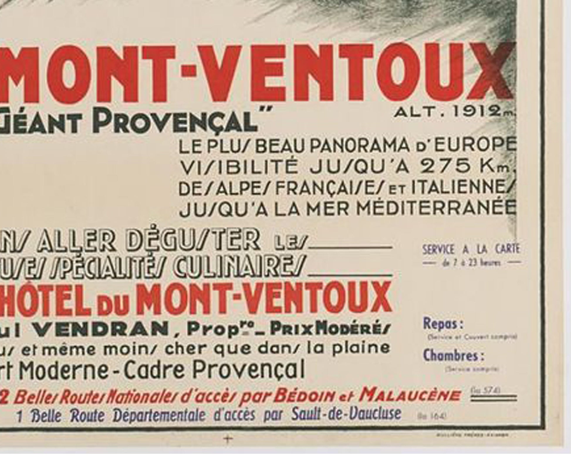 1930s Mont Ventoux French Travel Poster: Provence Landscape, Rullière Frères