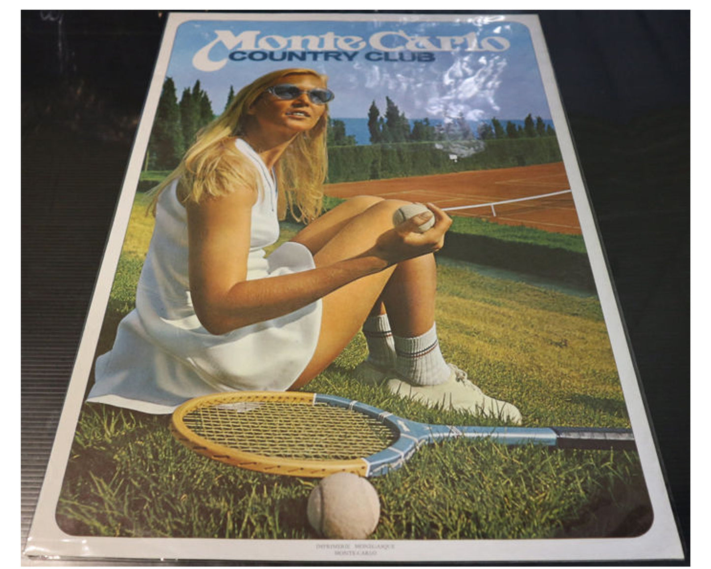 Vintage 1980s Monte-Carlo Country Club Tennis Poster - Imprimerie Monégasque (60x40 cm)
