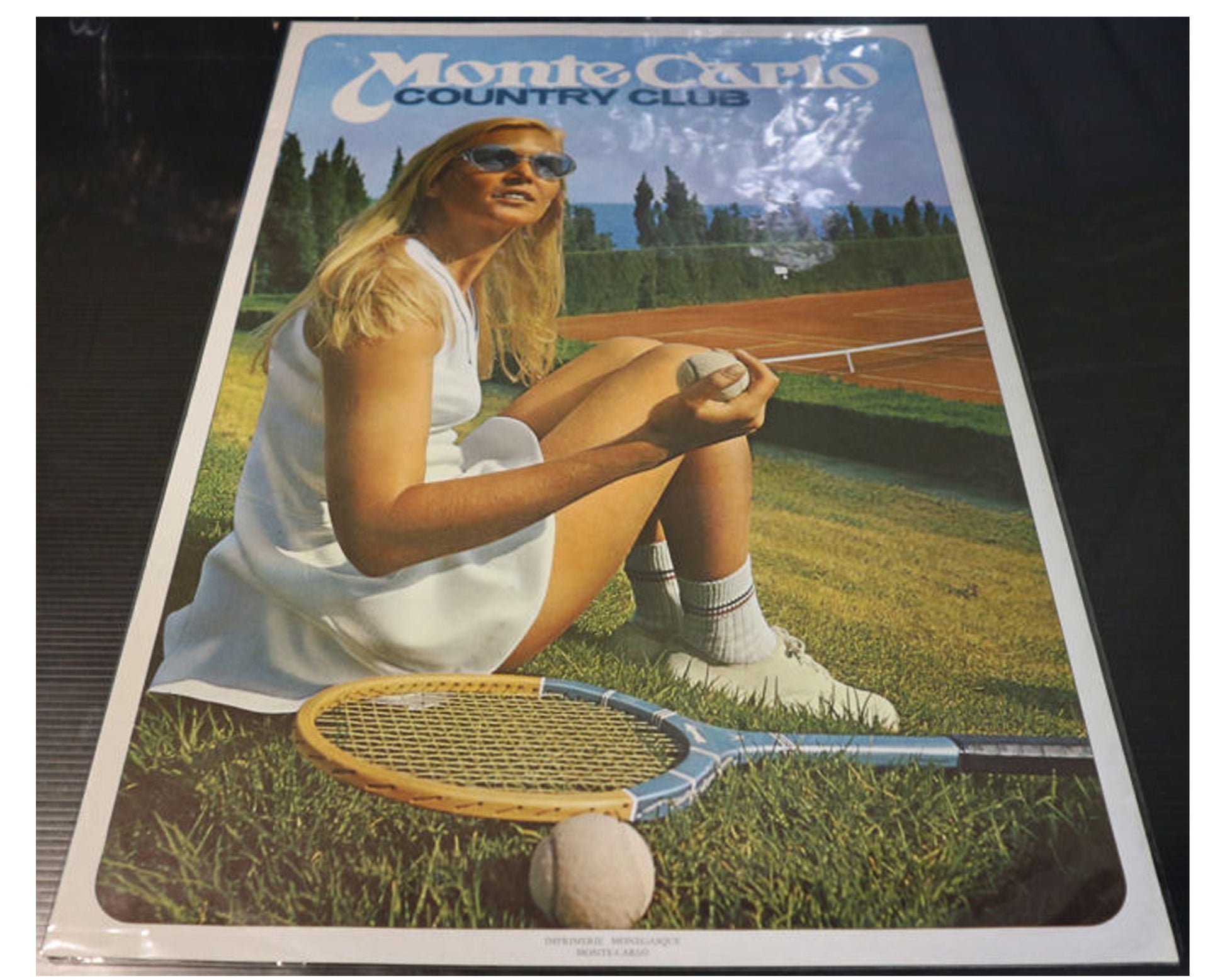 Vintage 1980s Monte-Carlo Country Club Tennis Poster - Imprimerie Monégasque (60x40 cm)