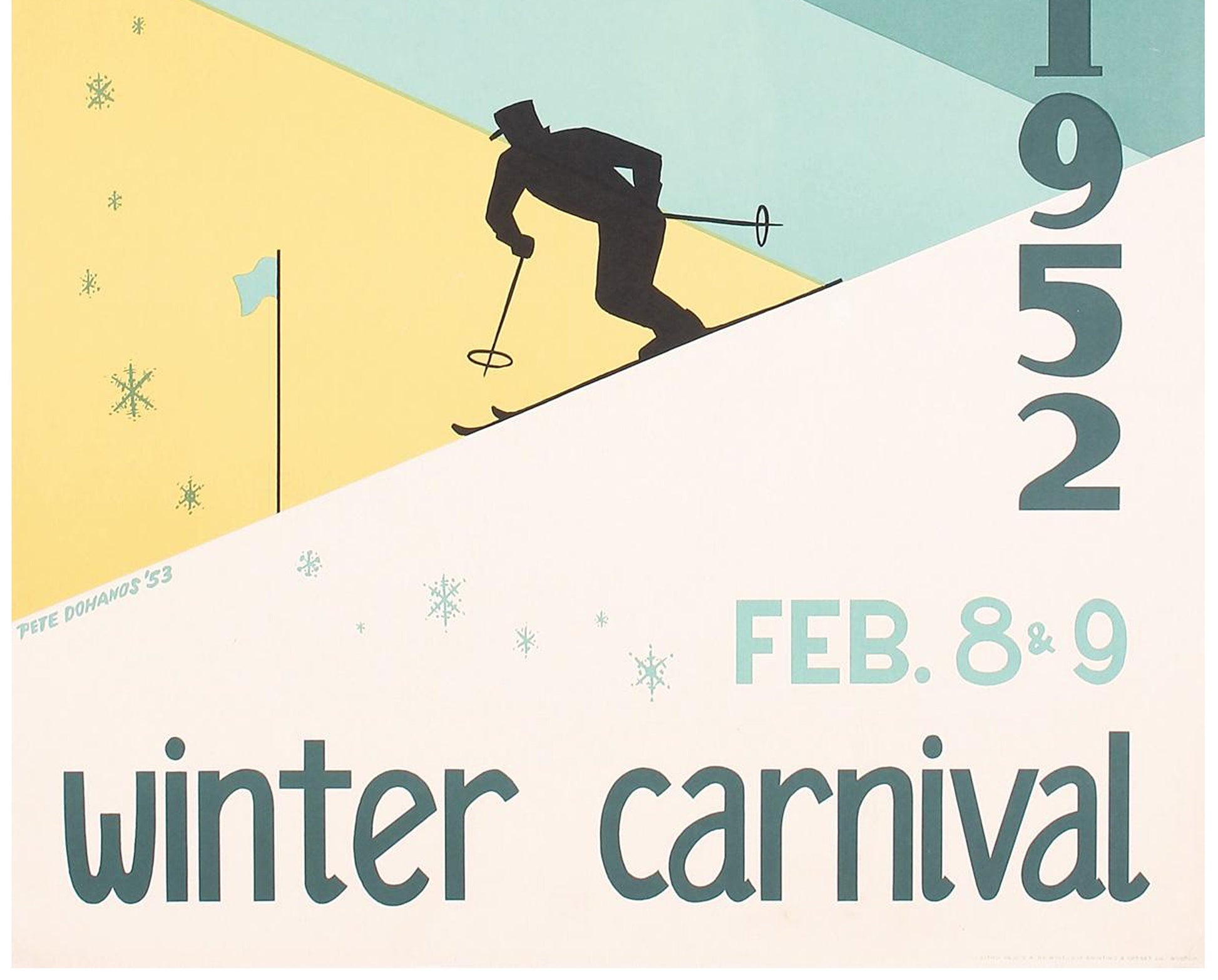 Vintage 1952 Dartmouth Winter Carnival Poster - Pete Dohanos '53 (Linen-Backed, 86x56 cm)