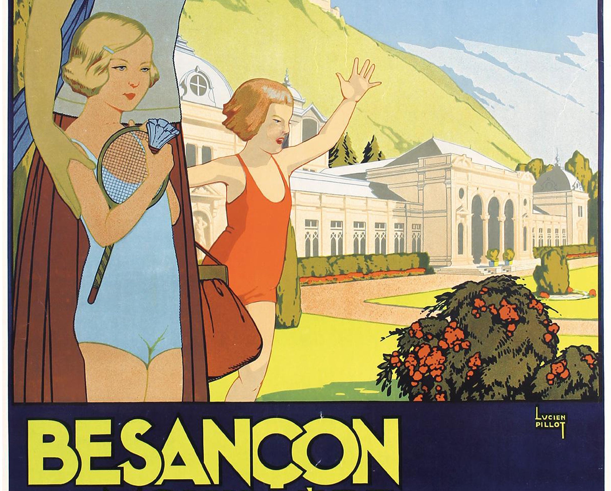 1930s Original French Railway Poster - Lucien Pillot, Besançon La Mouillère (PLM)