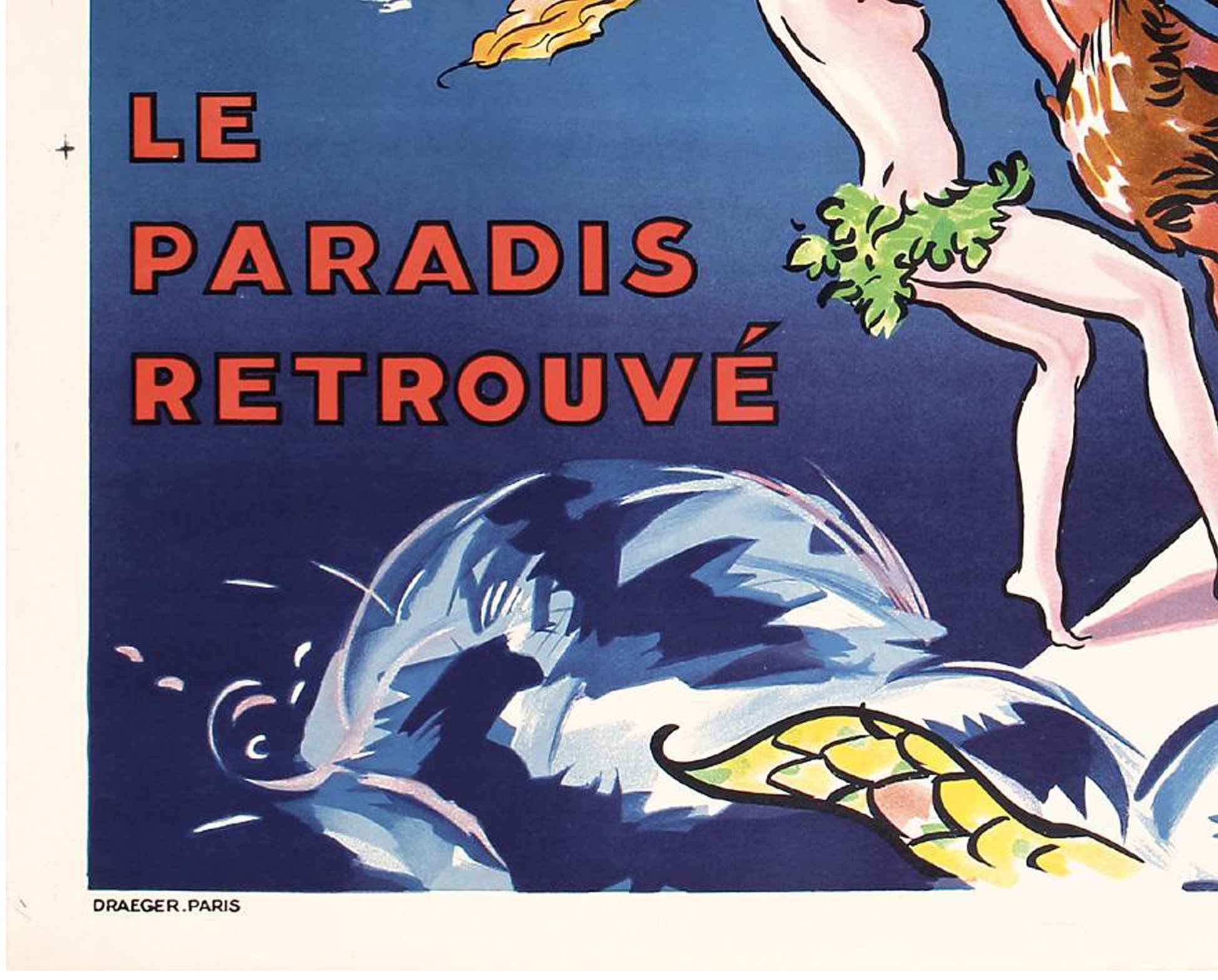 1935 Monte Carlo Beach Travel Poster: SEM Riviera Art Deco Lithograph - linen backed