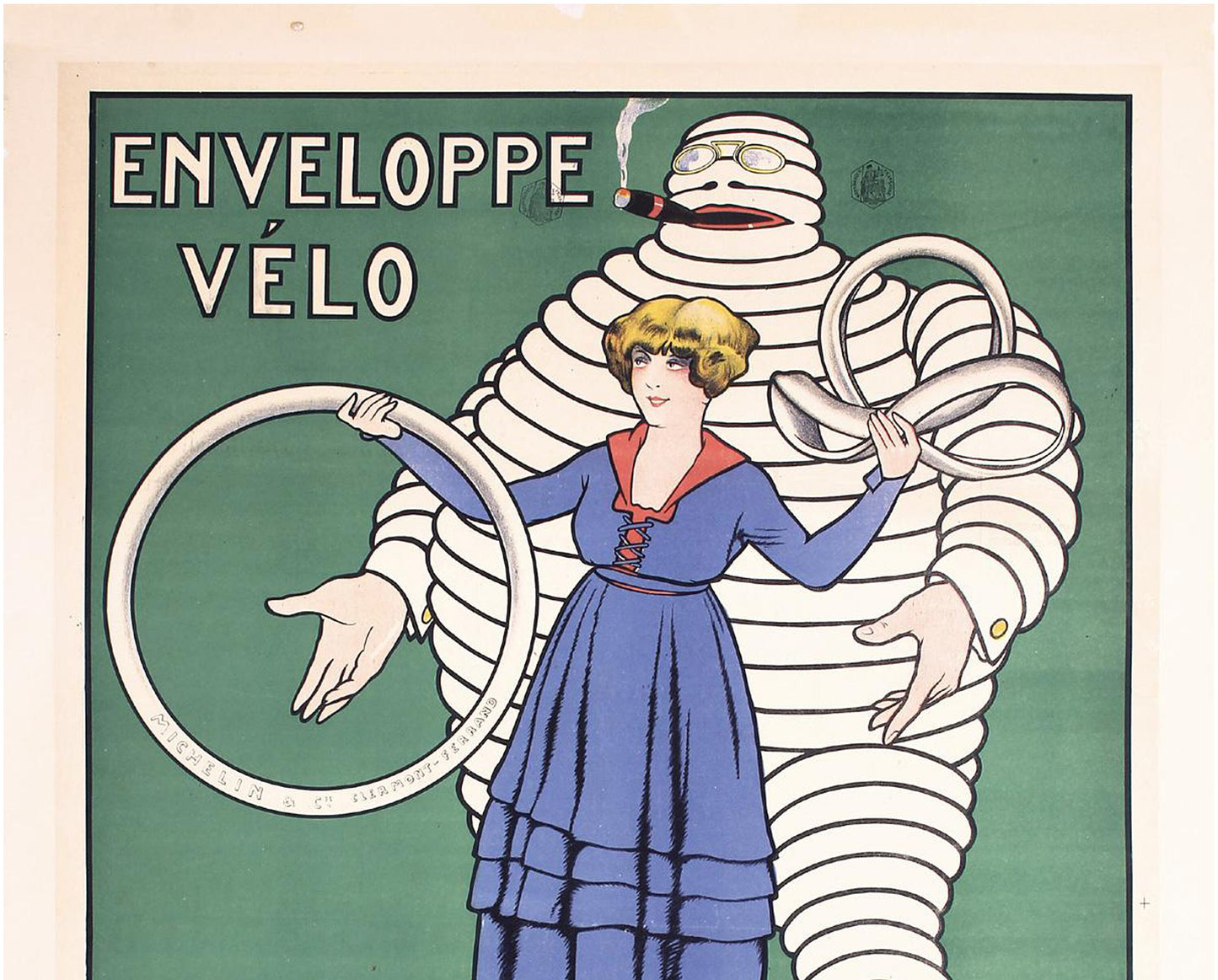 1916 Michelin Cycling Poster by Fabien Fabiano - French Advertising Art (Linen-Backed)